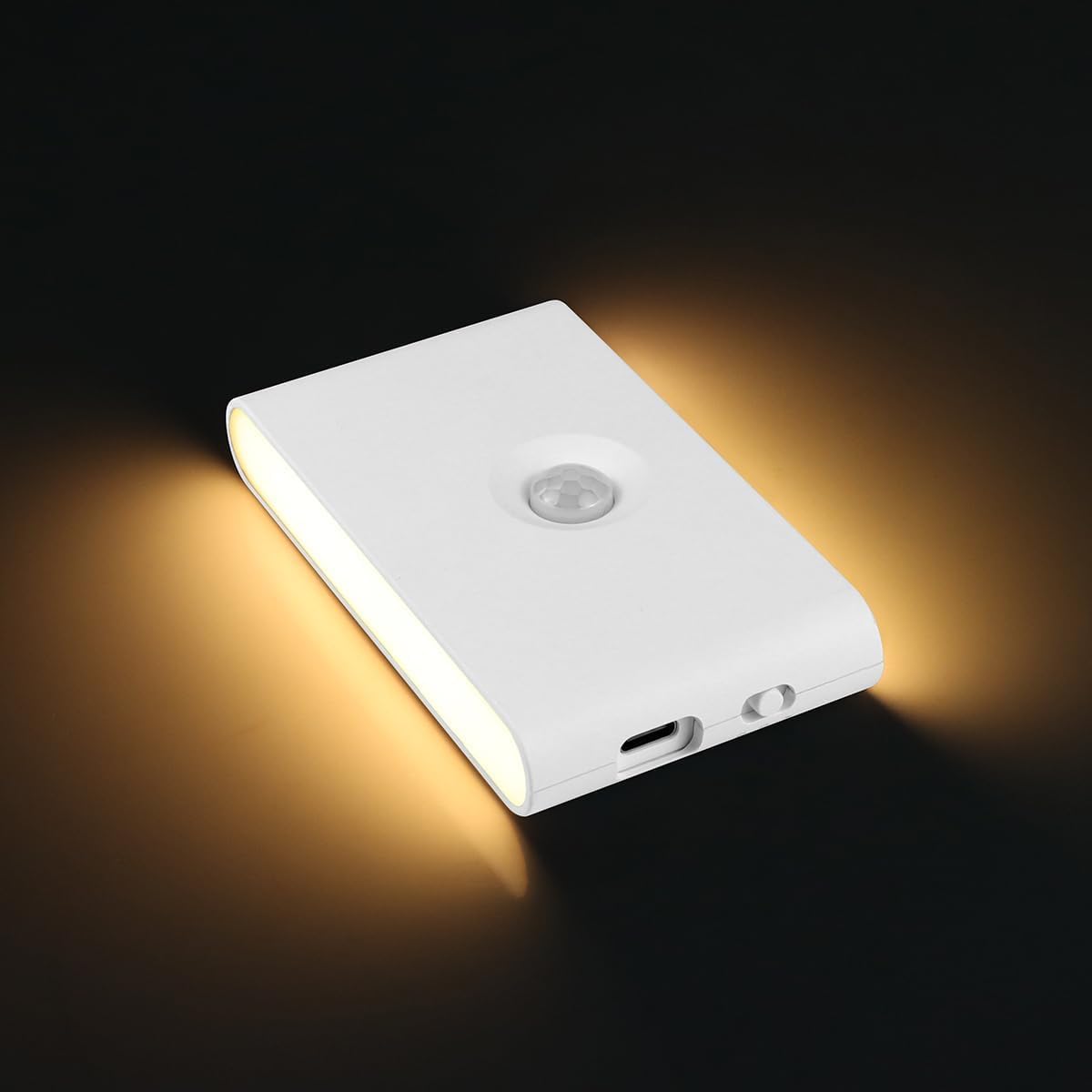 EITJFAP Motion Sensor Night Light with Dusk to Dawn Sensor, Rechargeable, 3000K Warm White Side Illuminated Step Lights for Bedr