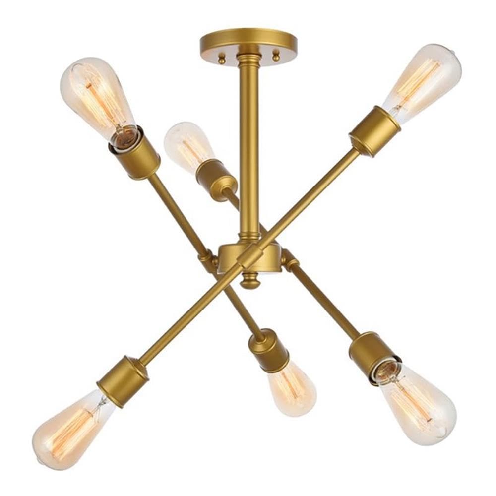 Living District Indoor Modern Home Decor Bright Axel 6 Lights Brass Flush Mount