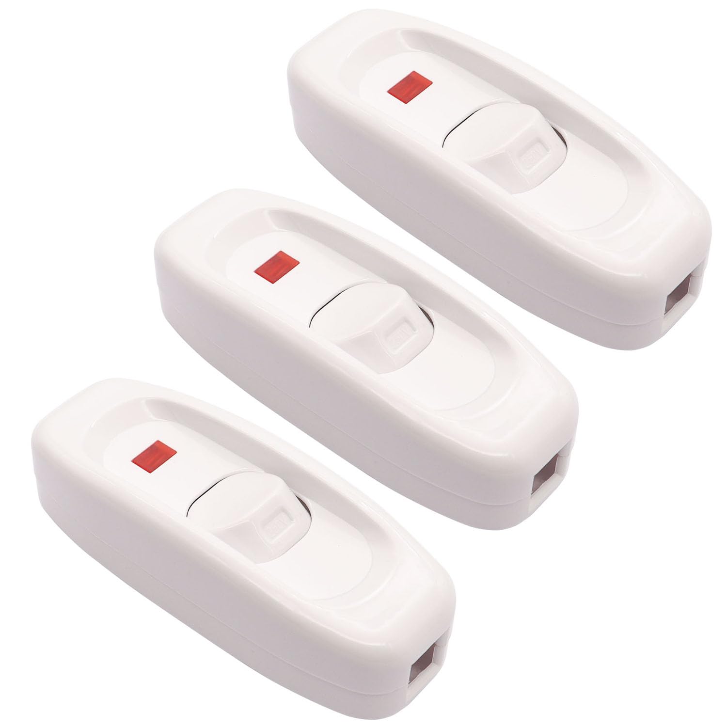 Weideer 3Pcs Inline Cord Switch Appliance Button On/Off 10A 250V Inline Power Switch With Led Light For Table Lamp Desk Light Be
