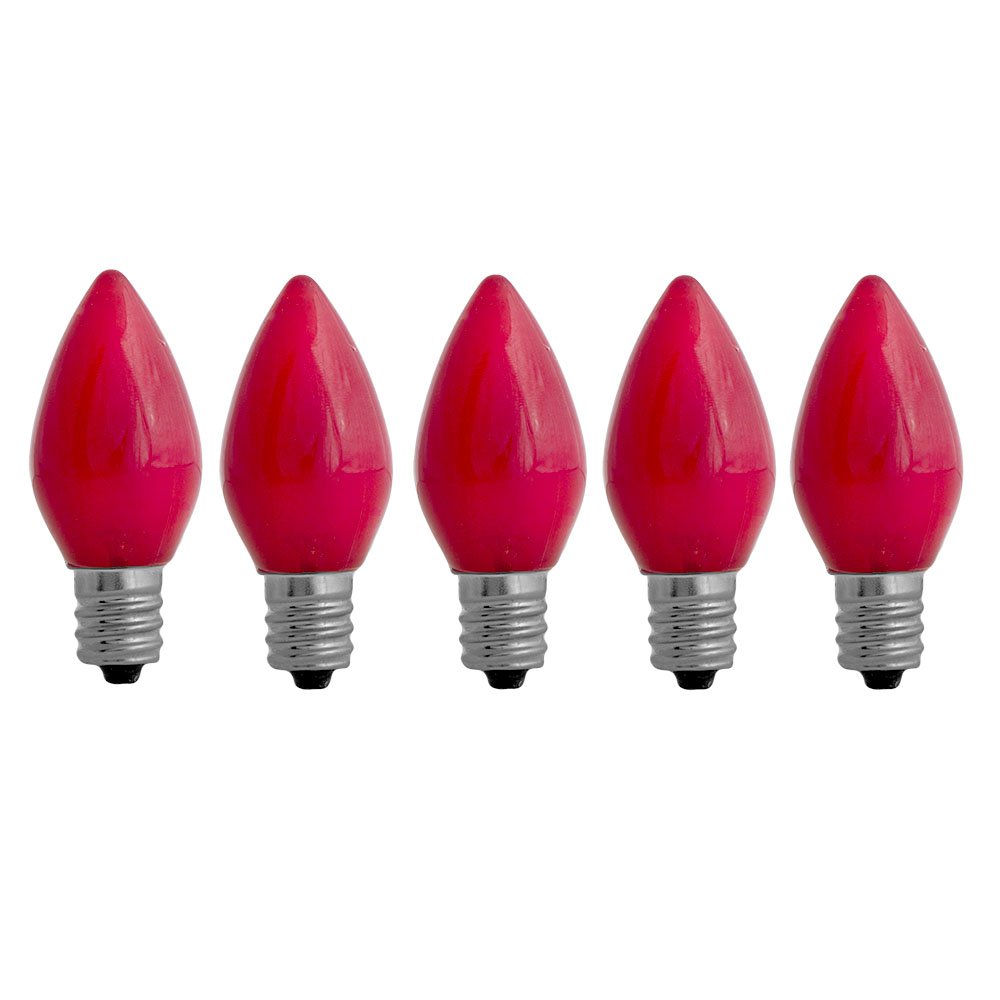 EZLS C7 Red Opaque SMD LED Bulbs - 5 Pack Smooth Lens Red Opaque C7 Replacement Bulbs