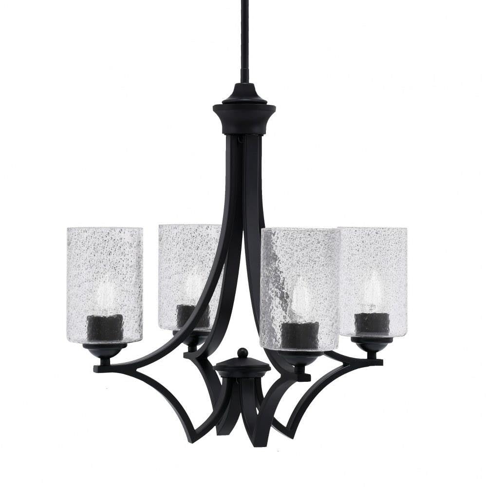 Toltec Lighting 564-MB-3002 Zilo - 4 Light Uplight Chandelier-19.75 Inches Tall and 19.25 Inches Wide, Finish Color: Matte Black, Glass Color: Smoke Bubble