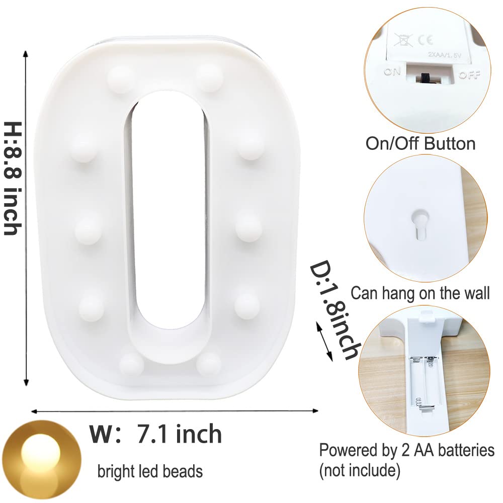 Ausaye Led Letter Lights Alphabet Light Up Sign Night Light For Home Party Wedding Decoration (O)