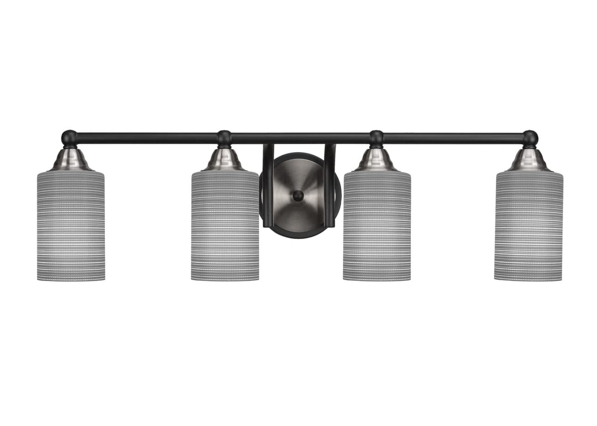 Toltec Lighting Paramount 4 Light Bath Bar In Matte Black & Brushed Nickel (3424-Mbbn-4062)