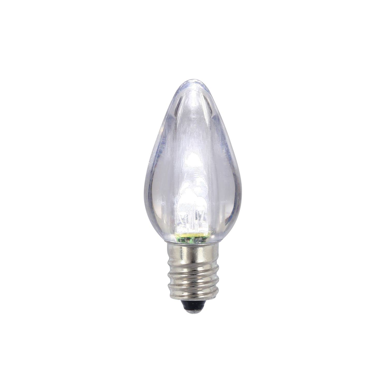 Vickerman C7 Twinkle Transparent Plastic LED Pure White Dimmable Bulb, E12 Nickel Base, 25 per bag
