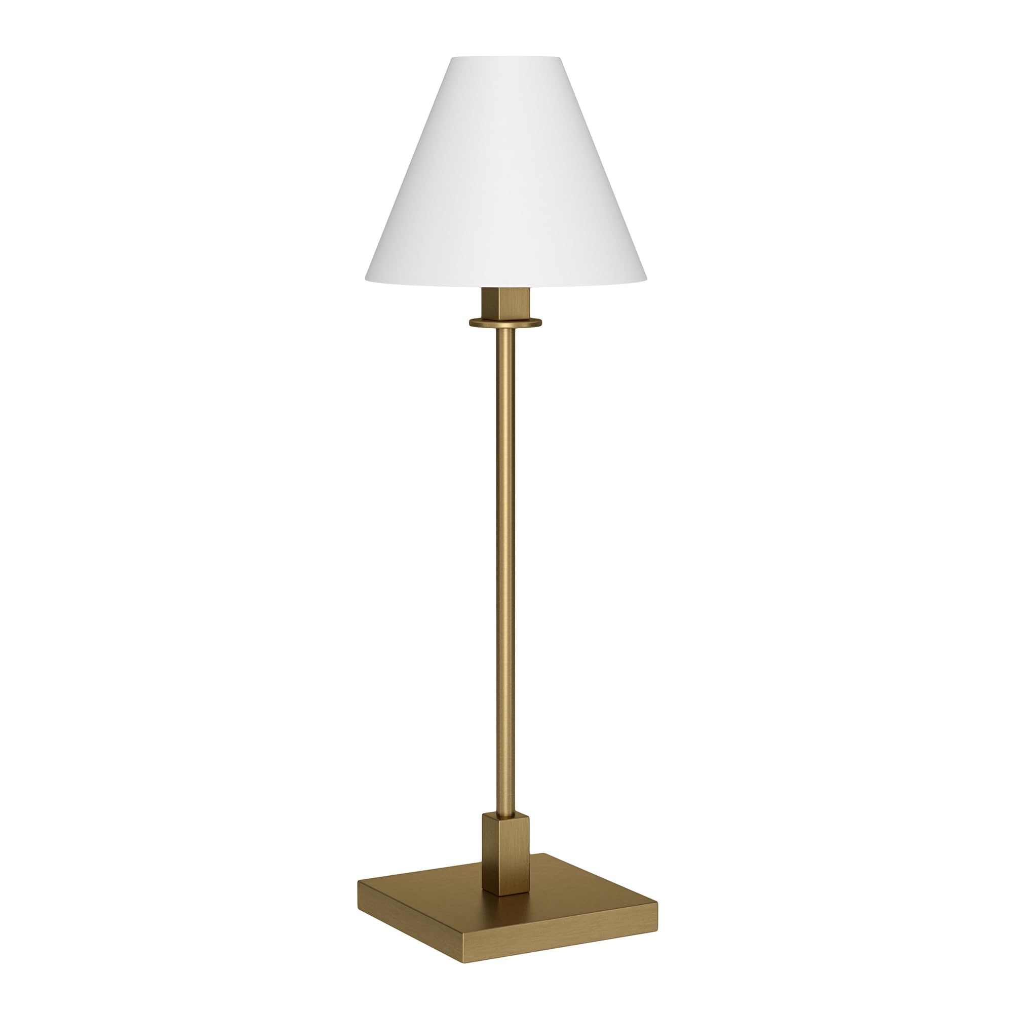 Henn&Hart 28 Modern 1-Light Table Lamp with White Fabric Cone Shade for Dining Room, Living Room, or Office, Gold/Cloud White