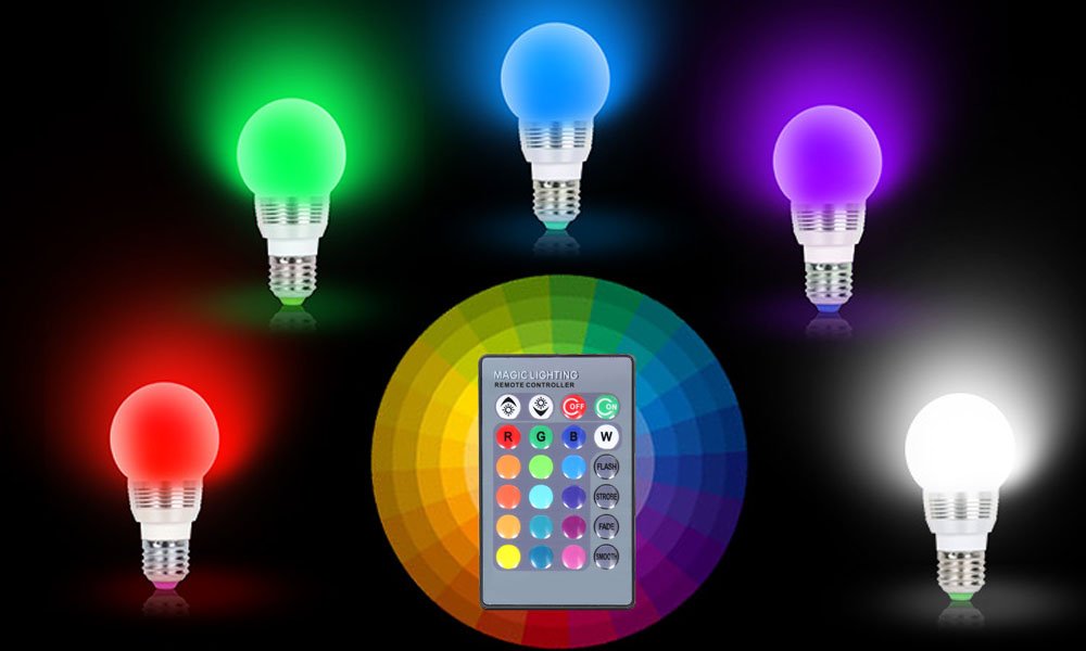 Gpct Imountek E27 Rgb Led Light Bulb, 3W Color Changing With Ir Remote Control - 16 Colors