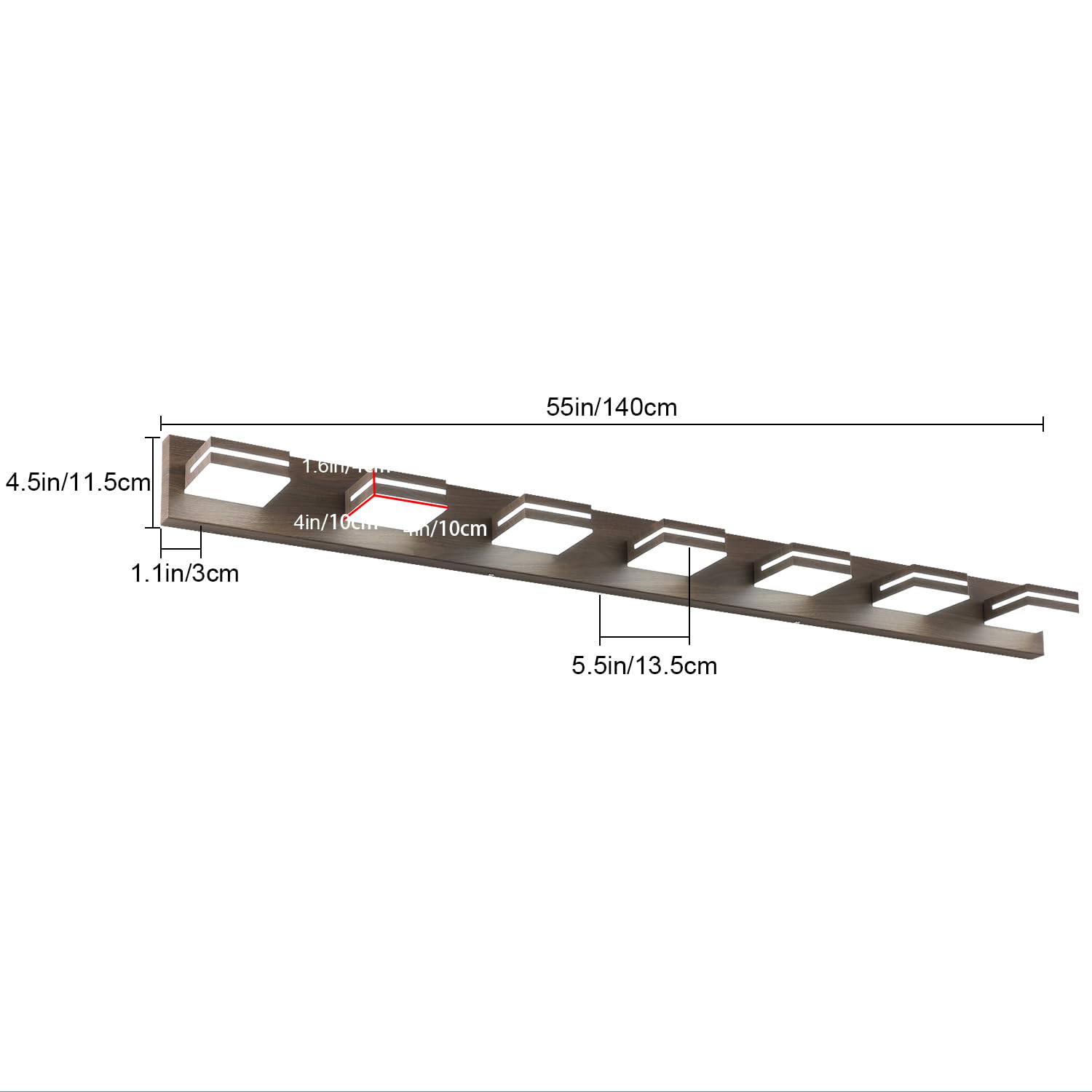 SineRise LED Bathroom Vanity Light 7-Light 55-Inch Brown Acrylic Stainless Steel Model 4e5ec5ca-5121-4e2d-84cd-423147d