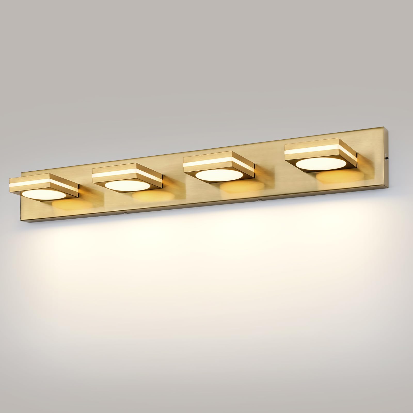 Okeli 4-Light Led Bathroom Vanity Light Fixtures  Gold Modern Bathroom Wall Lighting Fixtures Over Mirror (3Cct  3000K-6000K)