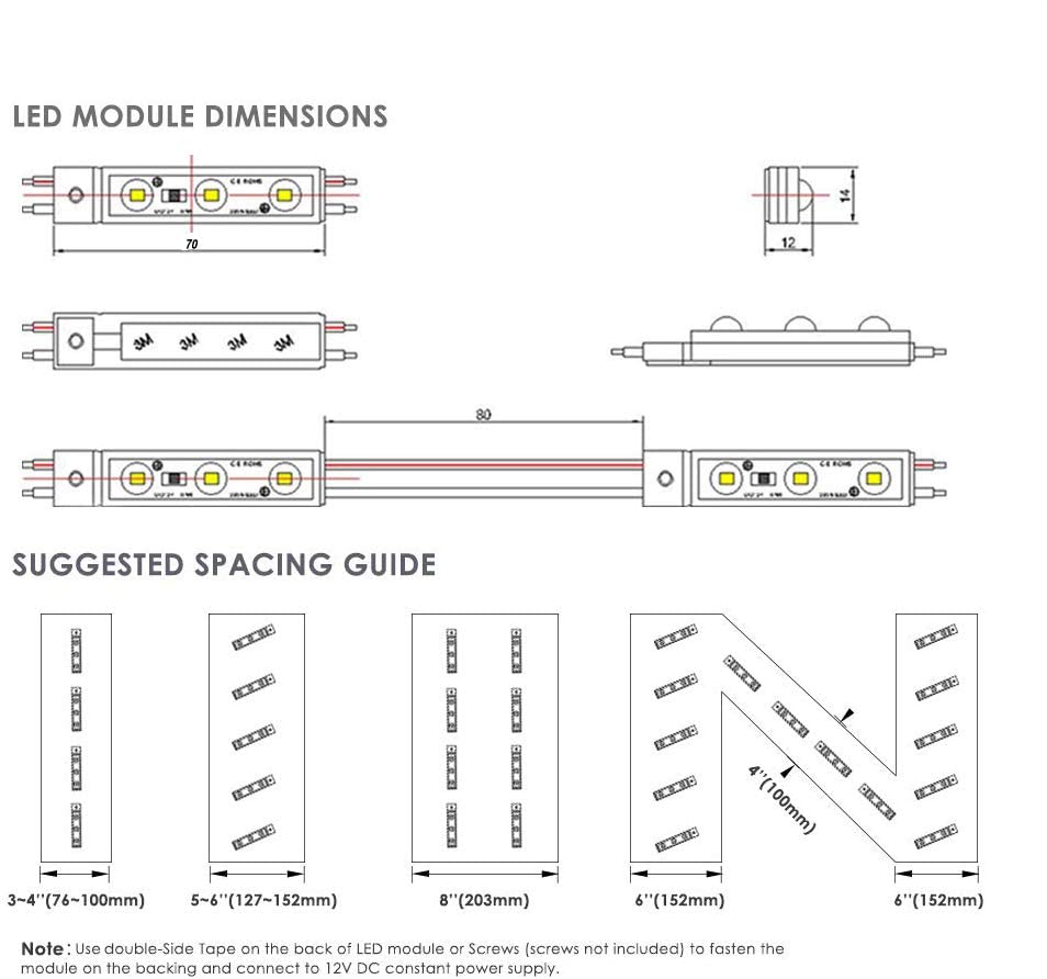 Erudite Led Module, Replacement Lights For Inflatables 5730Smd Waterproof White Injection 3 Led Module 20Pcs 9.8Ft Dc12V 160Lm L