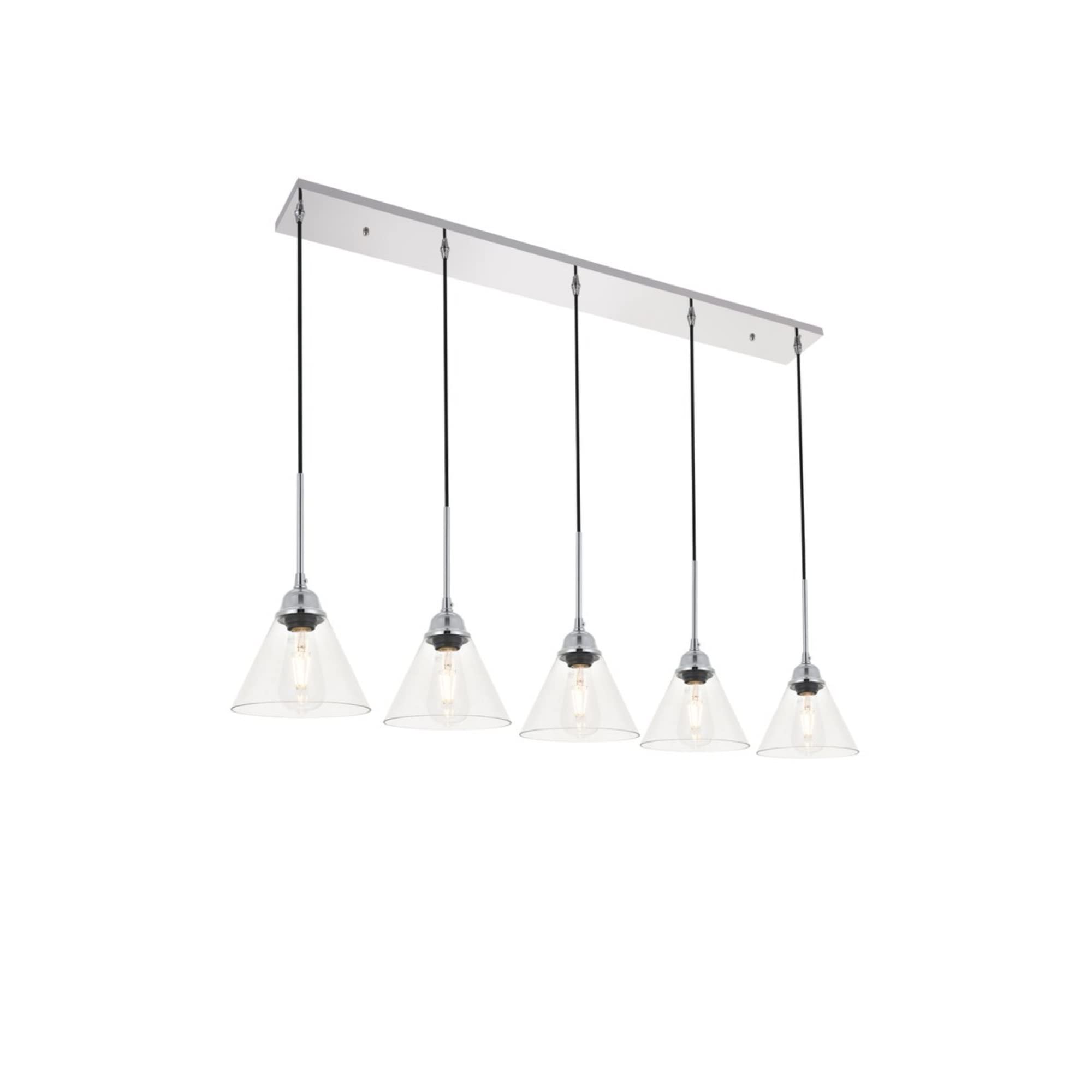 Living District Histoire 5-Light Chrome Pendant Light Fixture - Glass & Clear Design