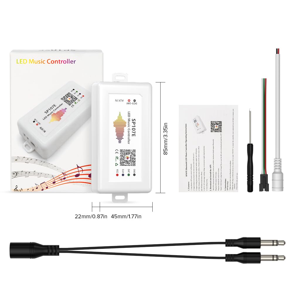 BTF-LIGHTING SP107E Music Bluetooth Full Color Controller for LED Strip, Matrix Panel, WS2811 IC - Bluetooth Musical, Plastic