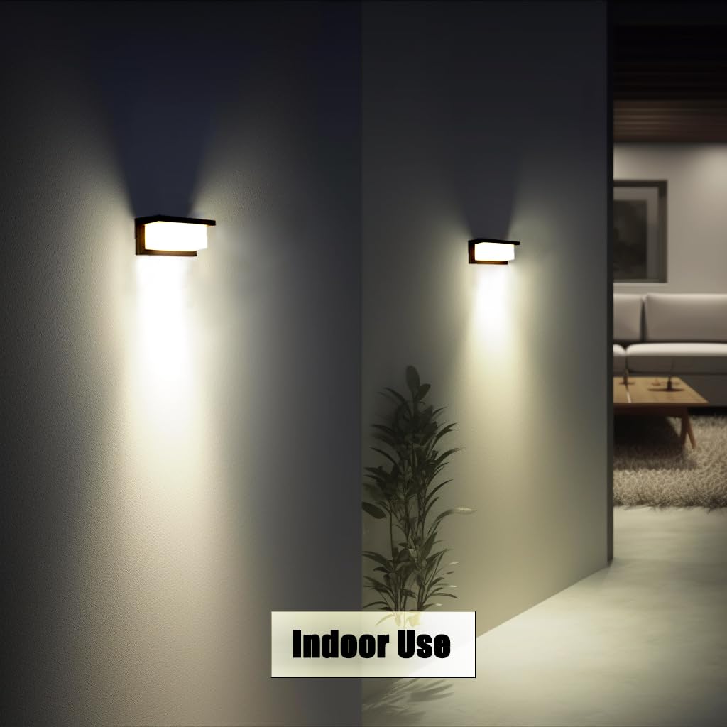 rosykite Modern Outdoor Wall Sconce Lighting 5000K 2 Pack LED Black 1500lm Model 1851 Convex-CCT