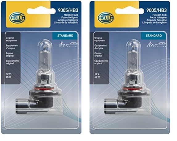 HELLA 9005SB Single Blister Standard Halogen Bulb, 12V, 65W (Pack of 2)