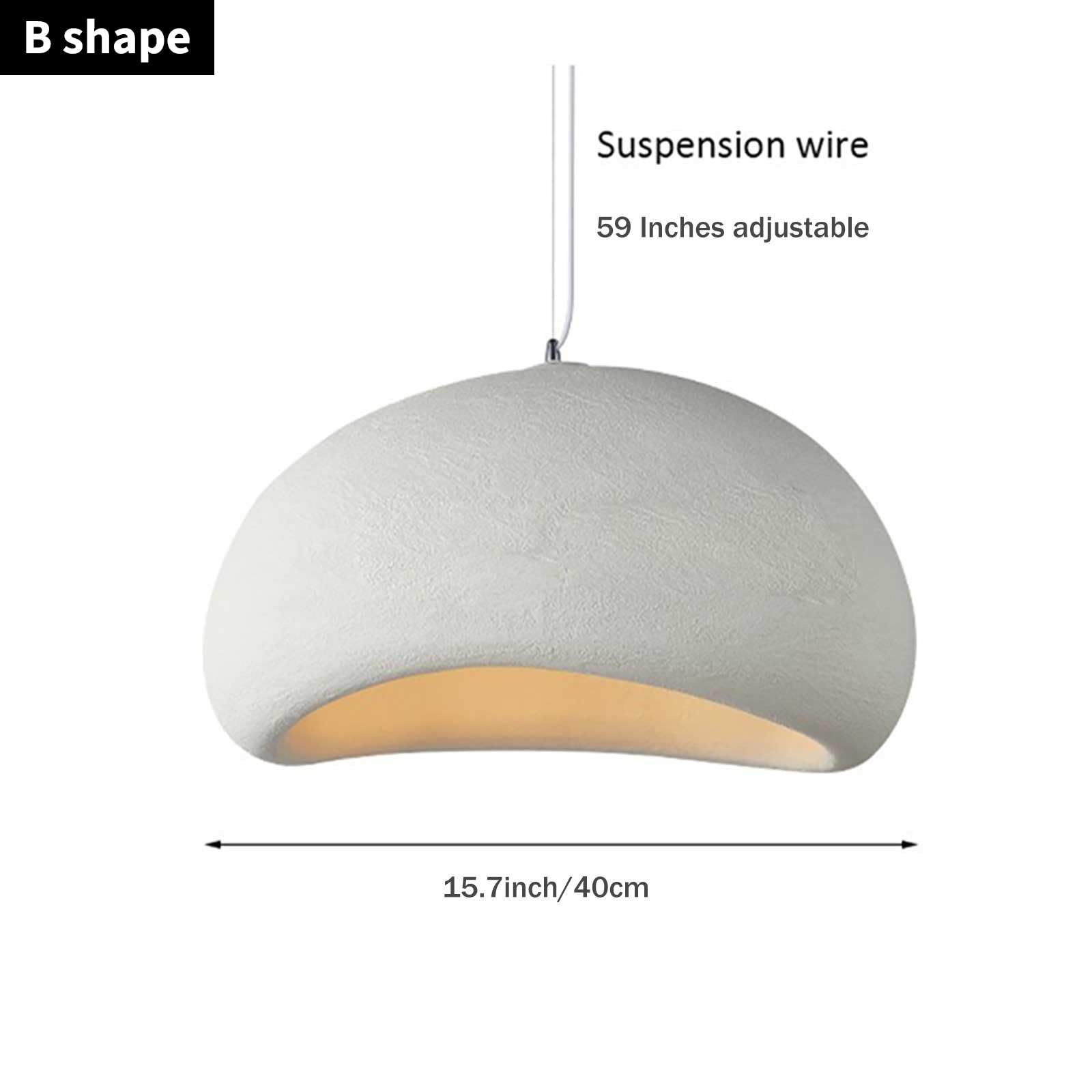 JAYMP Modern Pendant Light - 40cm Bird Nest Shape, Matte White, E26 Base, Wabi-Sabi Style for Dining Room, Kitchen & Hallway