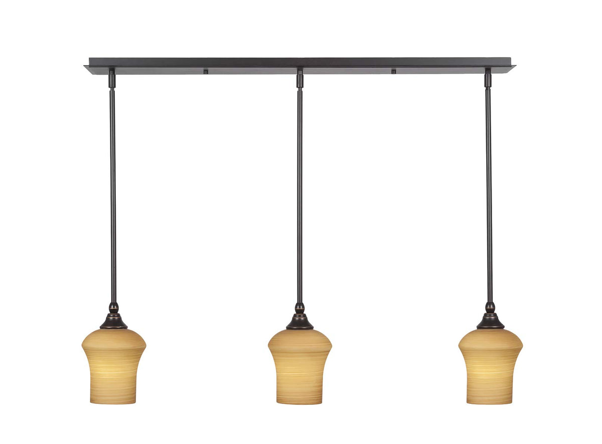 Toltec Lighting 36-Dg-680 3 Light Multi Light Mini Pendant With Hang Straight Swivels With 5.5&quot; Zilo Cayenne Linen Glass, Dark Granite Finish