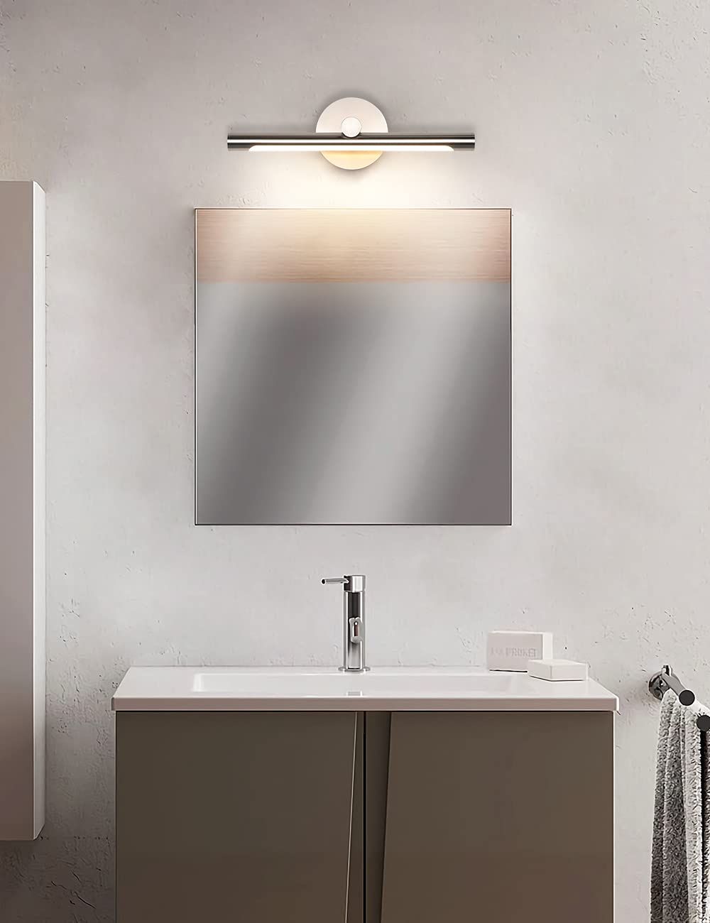 Jusheng 16.33&quot; Modern Led Picture Light, Metal Wall Mount Art Lamp, 3000K Warm White, Nickel