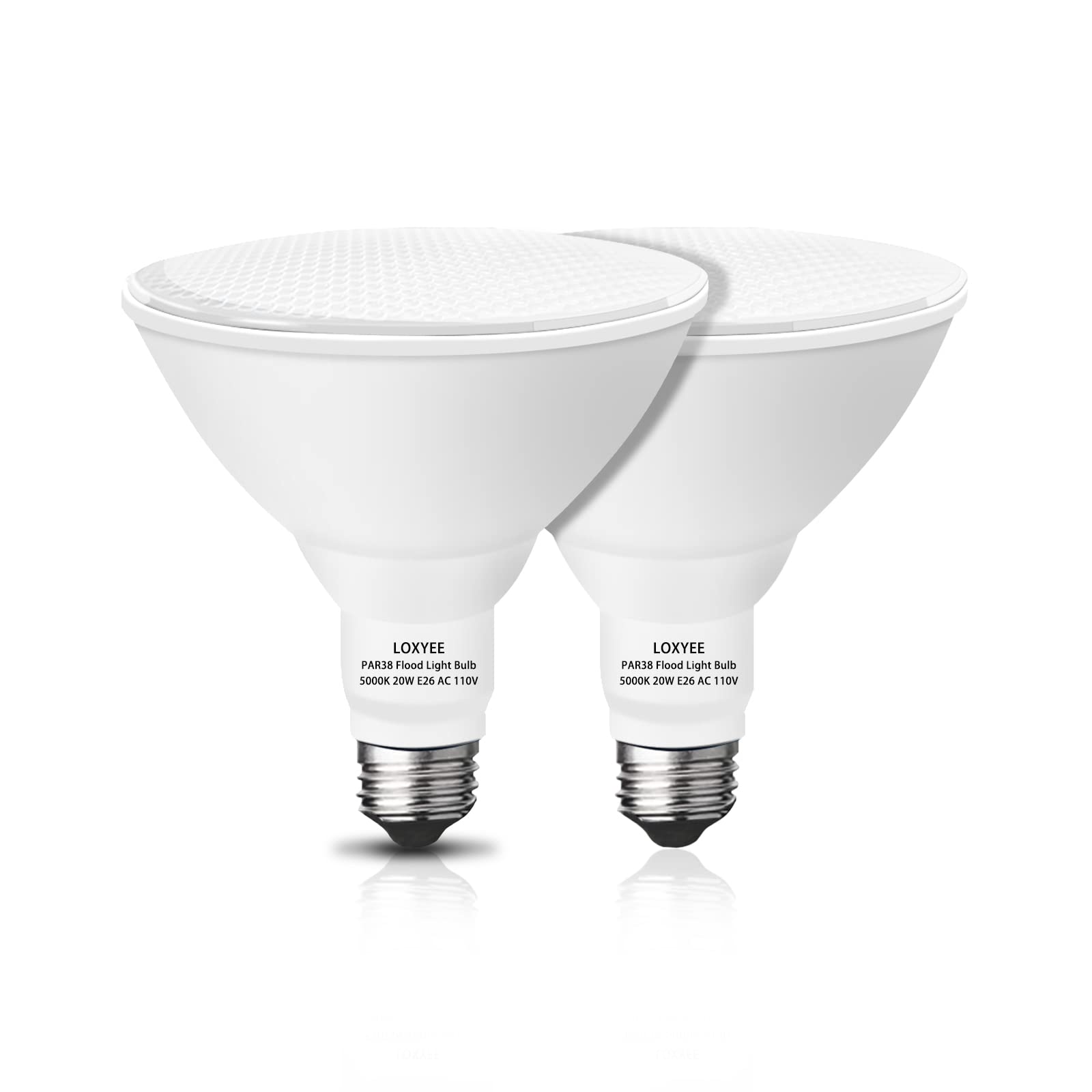 LOXYEE PAR38 LED Outdoor Flood Light Bulbs 2 Pack,20W(200W Equivalent) E26 Base Flood Light Bulbs,2700K Soft White 1800 Lumens LED Flood Light for Outdoor Garden,Garage,Yards,Non-Dimmable
