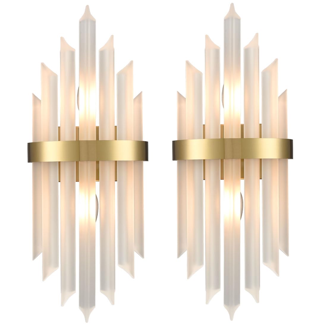 Holkirt Modern Gold Wall Sconces Set Of Two Crystal Wall Sconce 2-Light Wall Light Fixtures For Living Room Bedside Hallway Stai