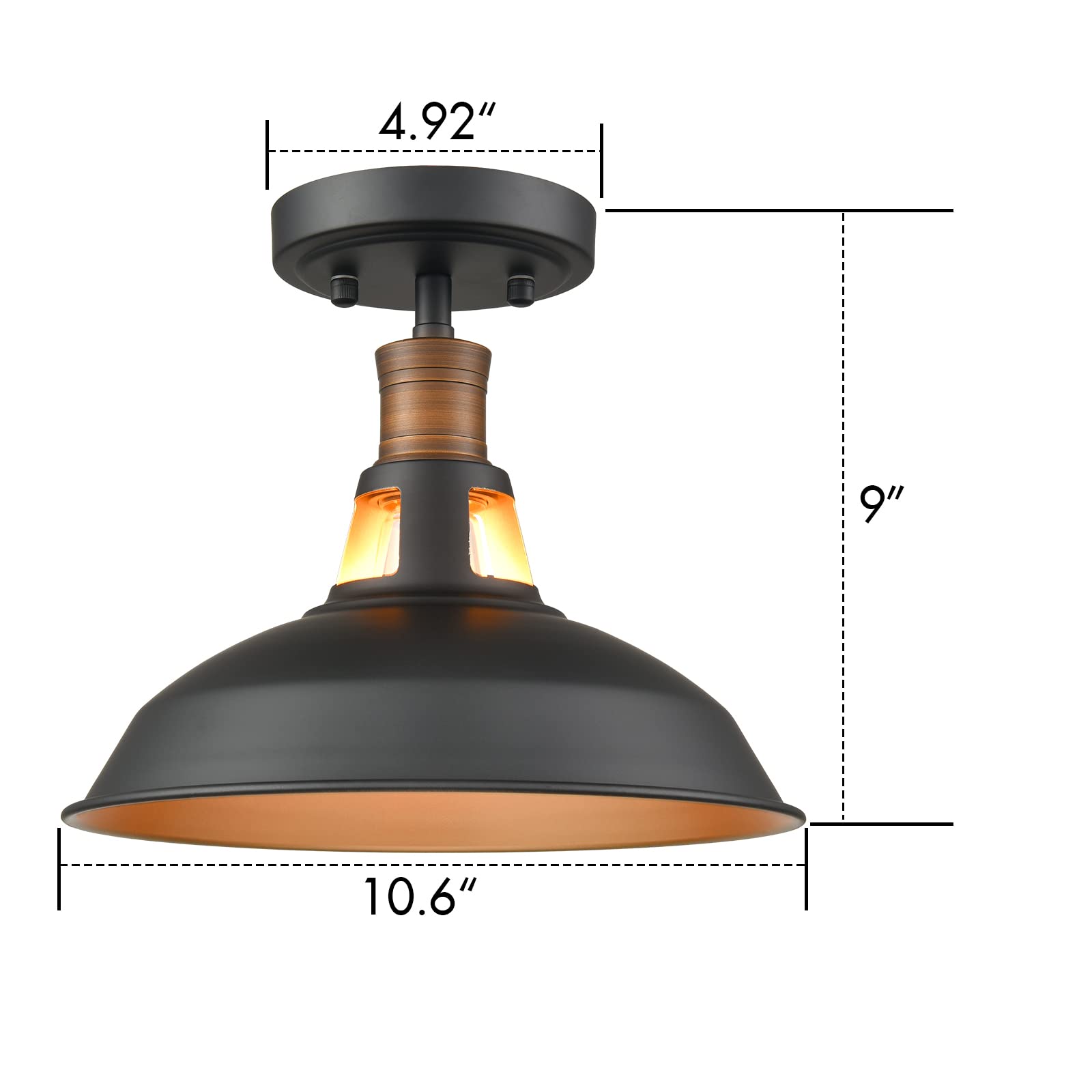 Claxy Industrial Farmhouse Ceiling Light 1-Light Barn Ceiling Light Fixture Flush Mount For Bedroom Hallway Porch