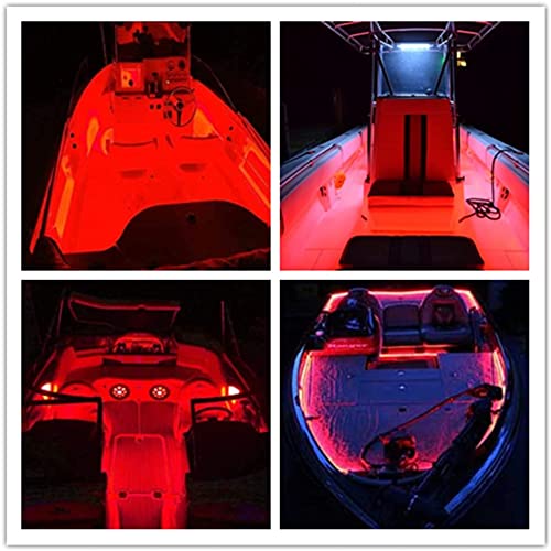 Vbakor 24'' Boat LED Strip Lights - 4 Pcs Waterproof Red Marine Interior Deck Navigation Lights for 12V Pontoon Fishing Boat Yacht Sailboat