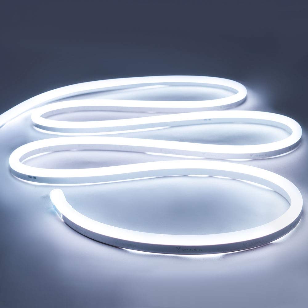 iNextStation Neon LED Strip Light 16.4ft 12V Waterproof Silicone Rope Light, White, Model LEDUNIDW283501