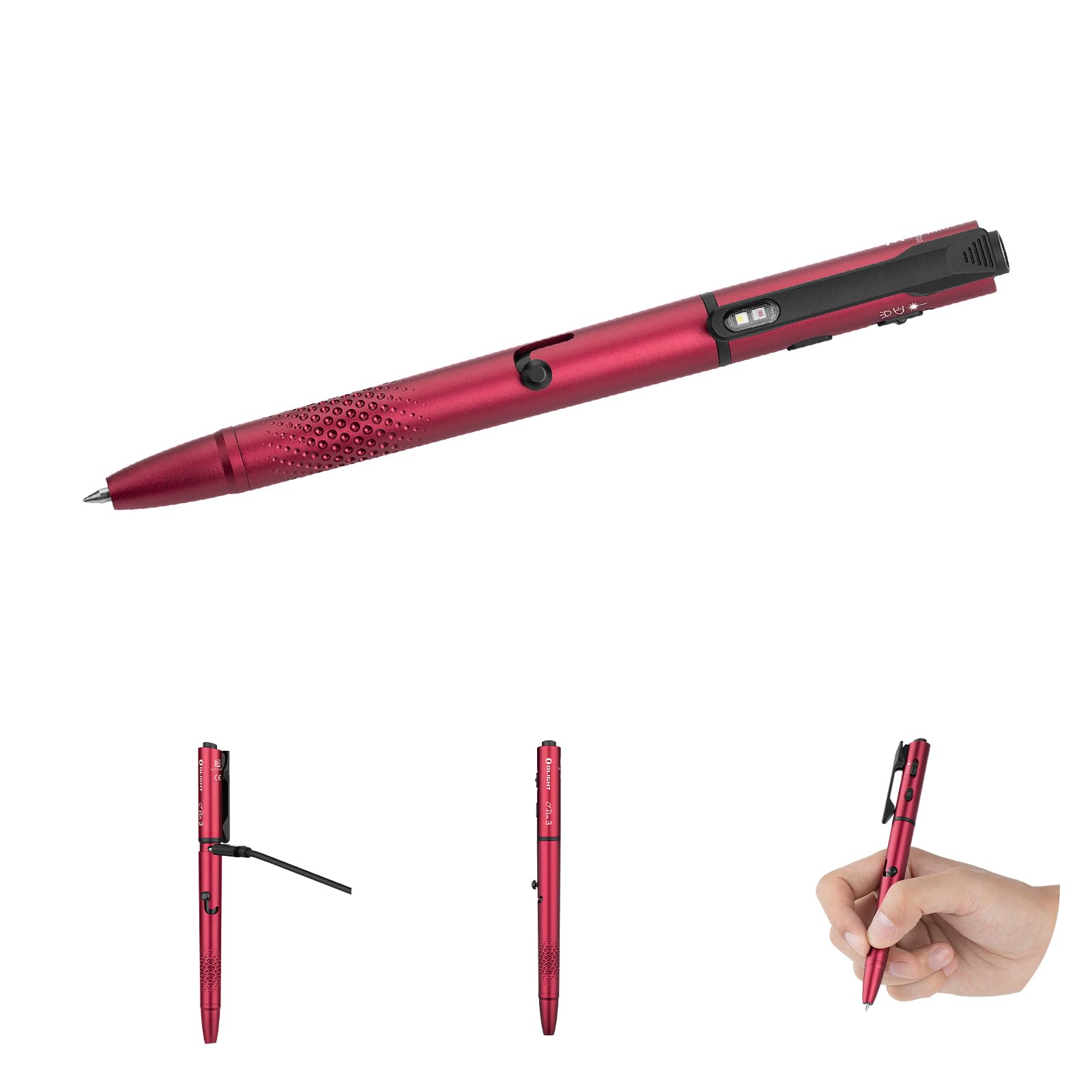 OLIGHT OPen 3 EDC Pen Light 120 Lumens with Green Beam  Red and White  USB-C Rechargeable LED Flashlight for Office  Writing  Presentation  Outdoor Uses  Professional Business Gift(Beverage Red)