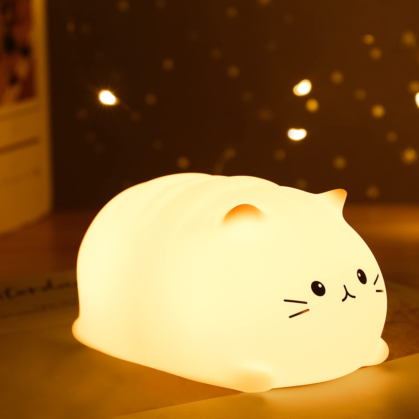ZKLiLi Cute Cat Lamp - LED Night Light for Kids, Tap Control, Mini Size, Cat Color, Model ZK-US-MBmaomi