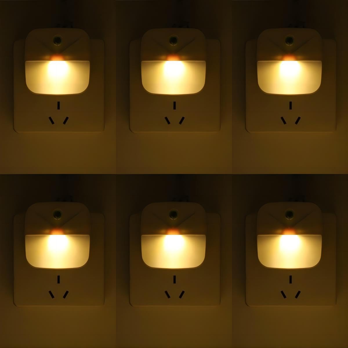 KINUR 6 Pack LED Night Light Plug into Wall, Warm White 2700K Dusk to Dawn Sensor Automatic on and Off for Kids, Nursery, Bedroo