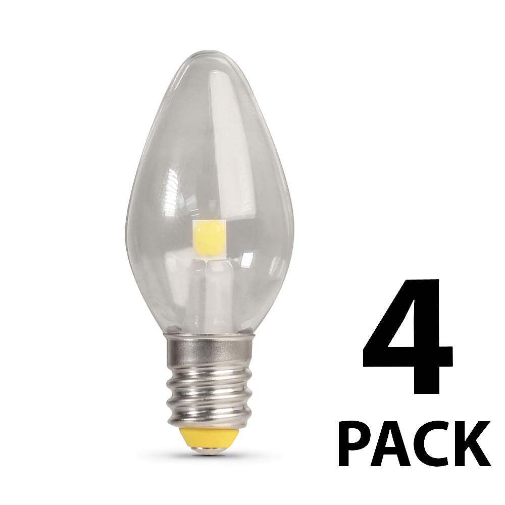 Feit Electric Candelabra Base LED Night Light Bulb, 0.6W, 30 Lumen, 4 Count, 2700K Soft White, Model BP7C7/