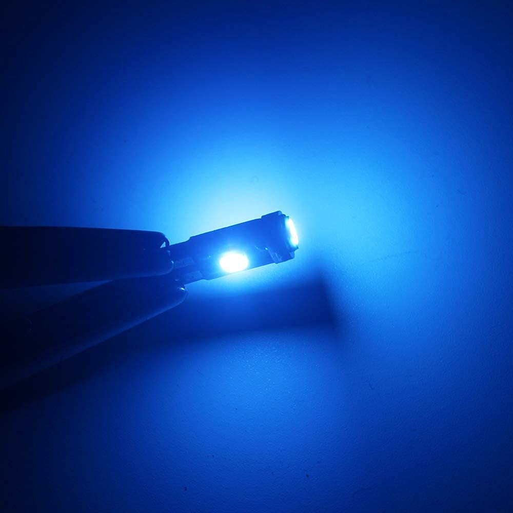 BlyilyB 10-Pack Ice Blue T5 2721 Wedge LED Bulbs for Dash, Instrument Panel, and Cluster Replacement Lights
