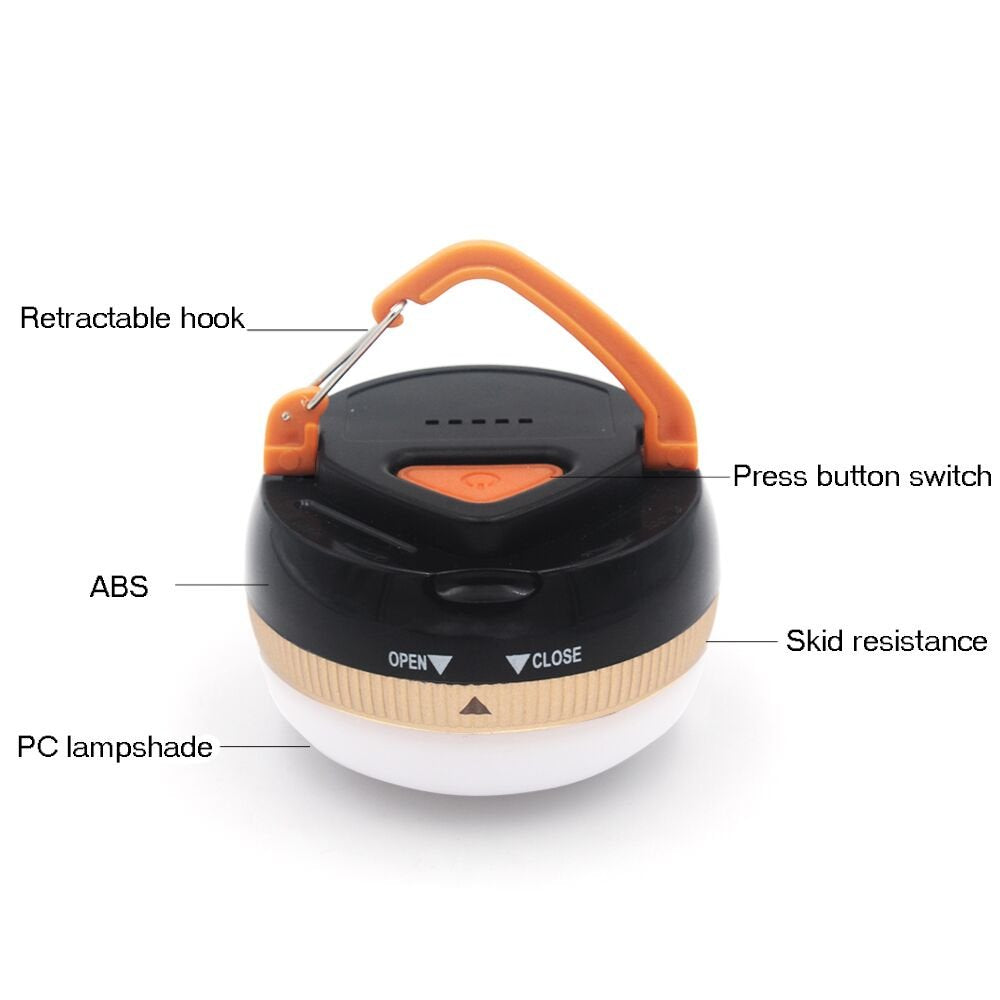 2 Pack LED Lantern Portable Camping Lights Outdoor Tent Light Hanging Camping Lamp with 5 Modes, Restractable Hook for Adults an