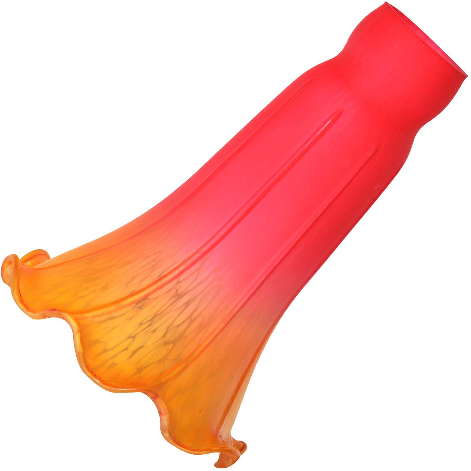 Bieye LS69 Lily Flower Blown Glass Lampshade (Red Yellow, Opening I.D. 1.26'' x O.D. 1.5'')