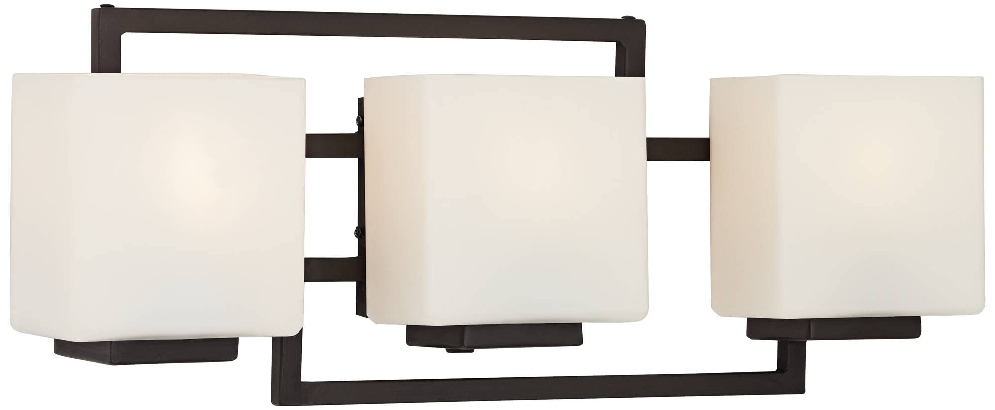 Possini Euro Design 3-Light Wall Mount Light Fixture, 21" Wide, Bronze Metal, Geometric Opal Glass Shades for Bathroom Vanity Decor