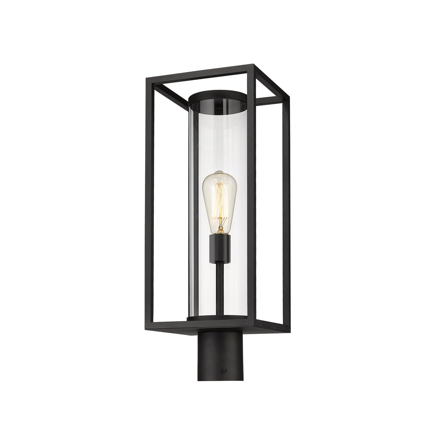 Z-Lite Outdoor Post Mount Fixture, 1 Light, Glass, Black, Model 584PHMR-BK