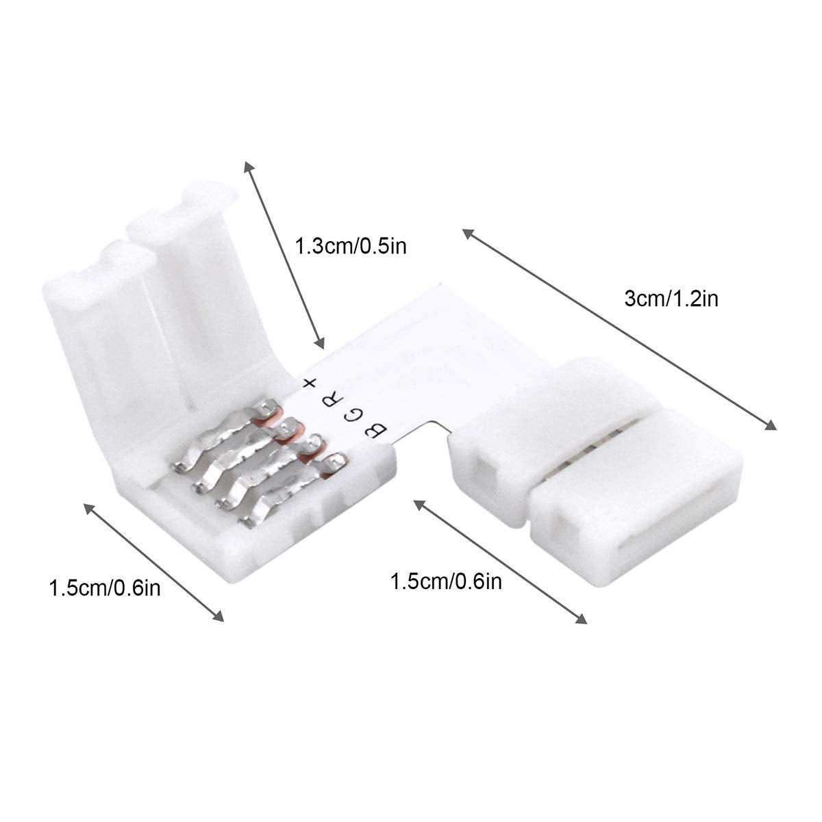 Fntek LED Connector Kit for 5050 RGB 4 Pin, Copper & PBT, 10mm, Includes Splitter & Extension Cables, White