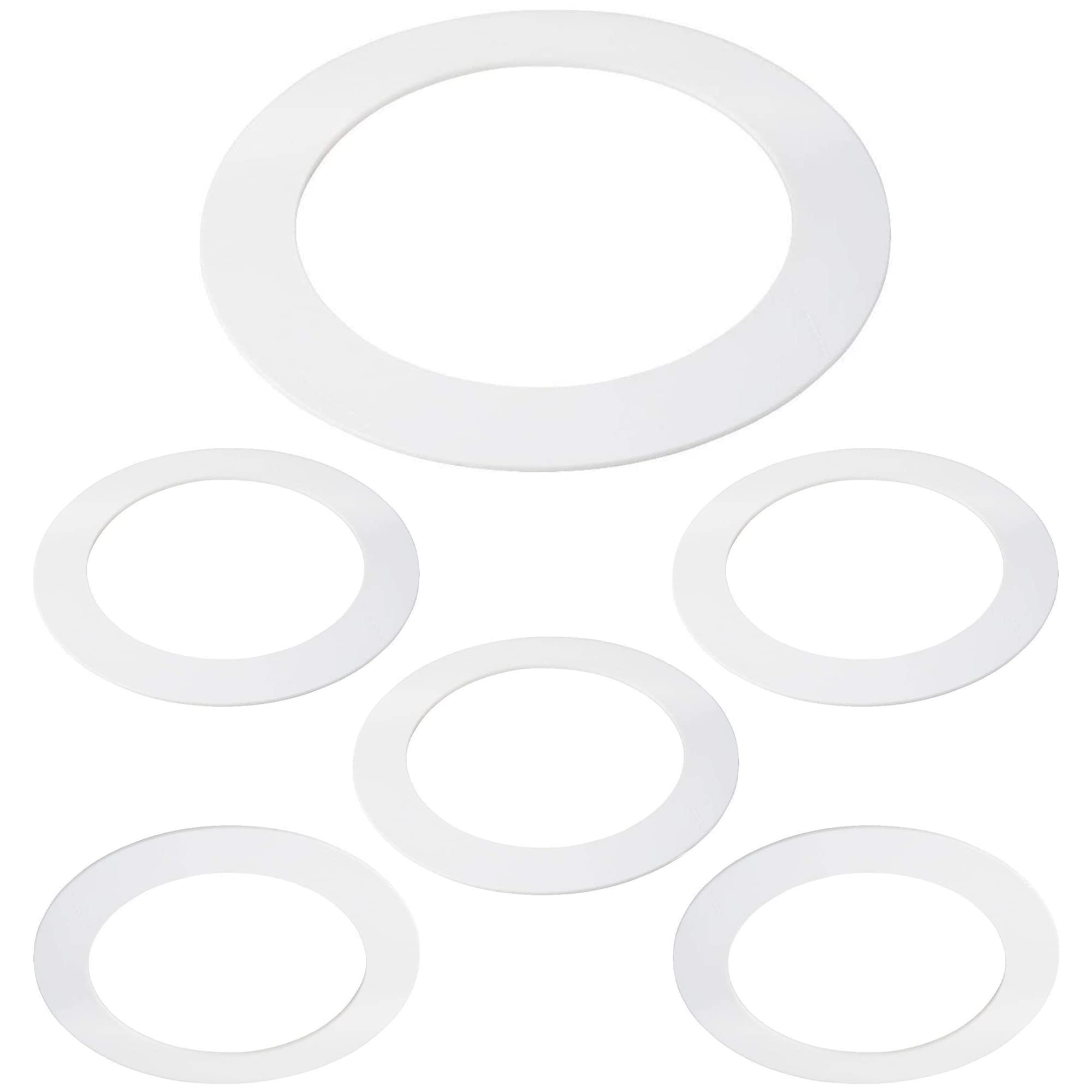 harrrrd 5 Pack Gloss White Goof Trim Ring for 8in Recessed Lighting, 8.6in Outer Diameter, 6.2in Inner Diameter, Plastic