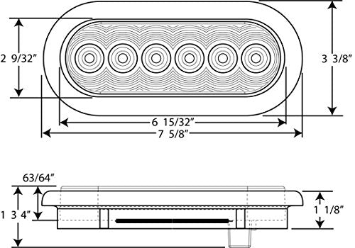 Optronics Stl12Rk Red Lens 6&quot; Oval Sealed Led Tail Light Kit