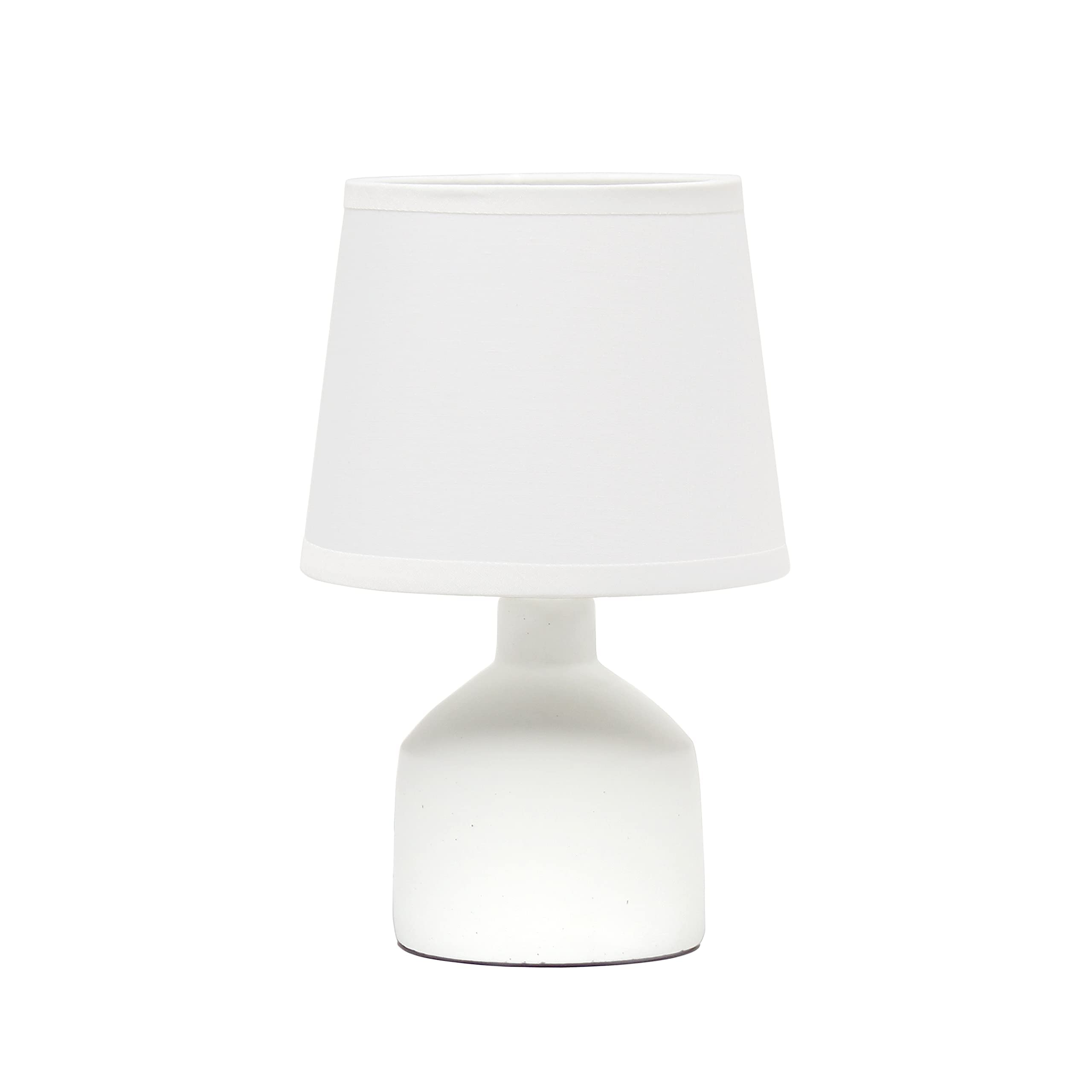 Simple Designs Lt2080-Off Mini Concrete Table Lamp, Off White, 5.91 X 5.91 X 9.4, Ideal For Modern Home Decor