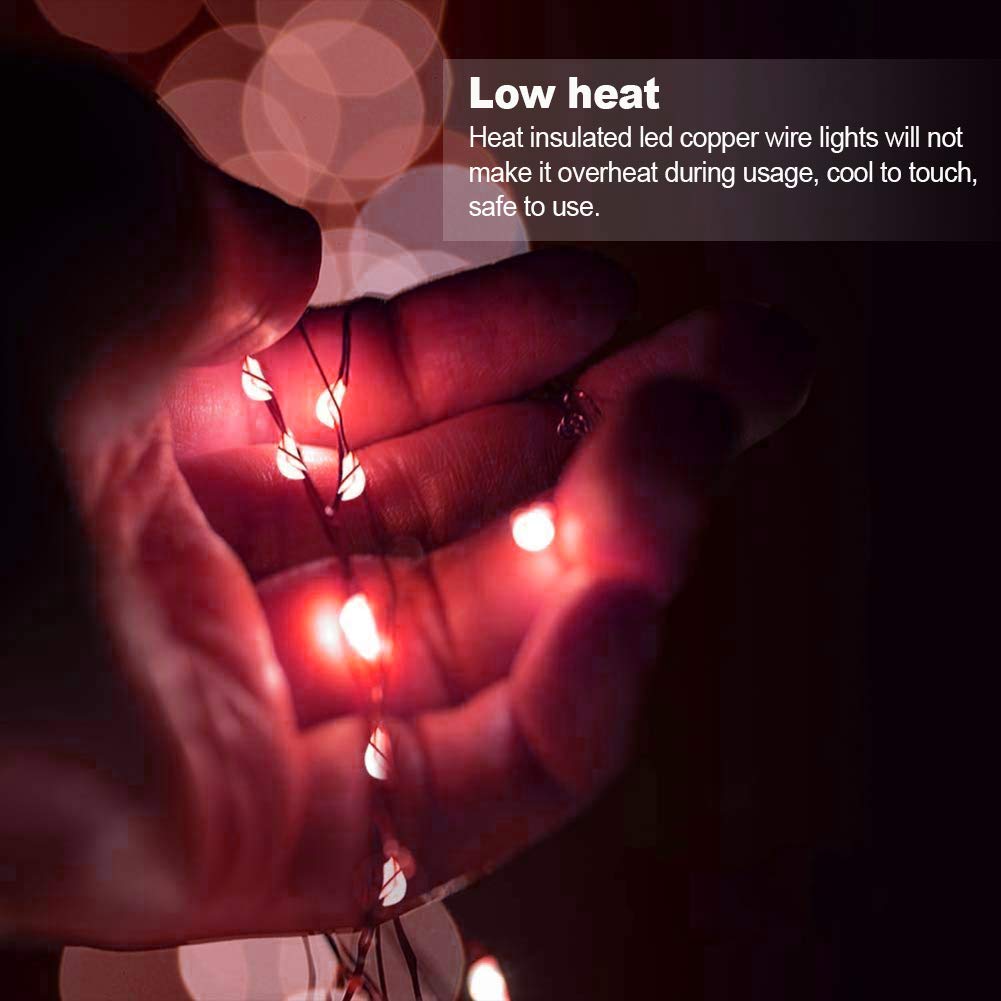 Mumuxi 16 Pack 10 Ft Fairy Lights Battery Operated, 30 Led Mini String Lights Waterproof Copper Wire Firefly Starry Leds For Diy Wedding Party Mason Jars Christmas Decorations, Red