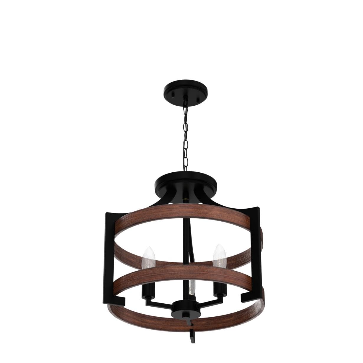 3-Light Rustic Farmhouse Pendant Hanging Light Adjustable Height Max 68In, Convertible Vintage Semi Flush Mount Ceiling Light Fi
