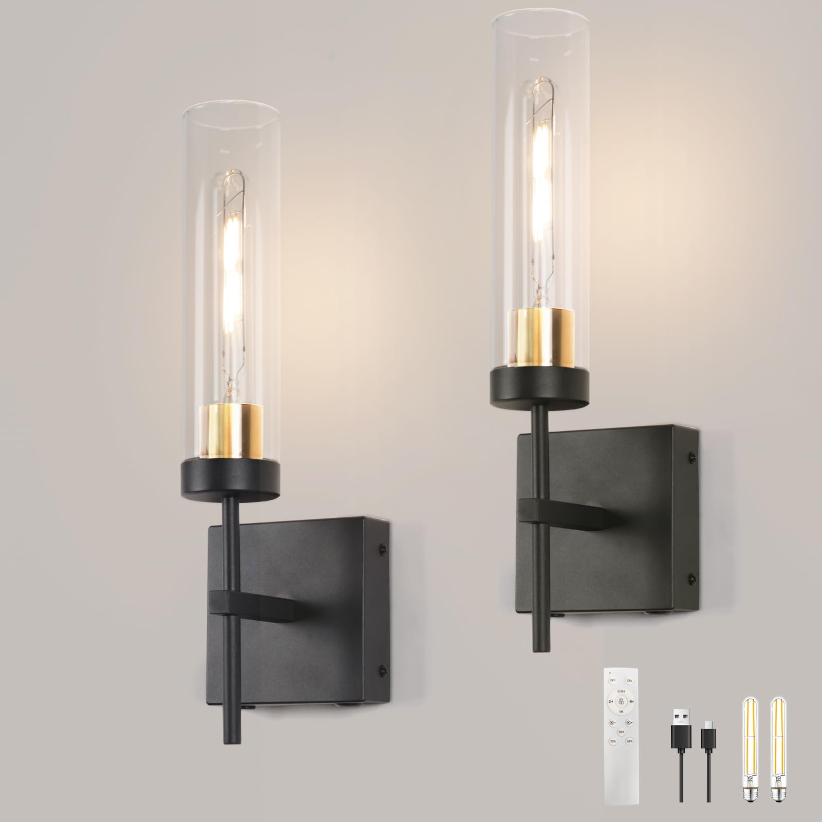 Loiogohot Wall Sconce Set Of 2,Battery Operated Wall Sconce,Infinitely Dimmable With Remote Control,15000Mah Endurance 200 Hours