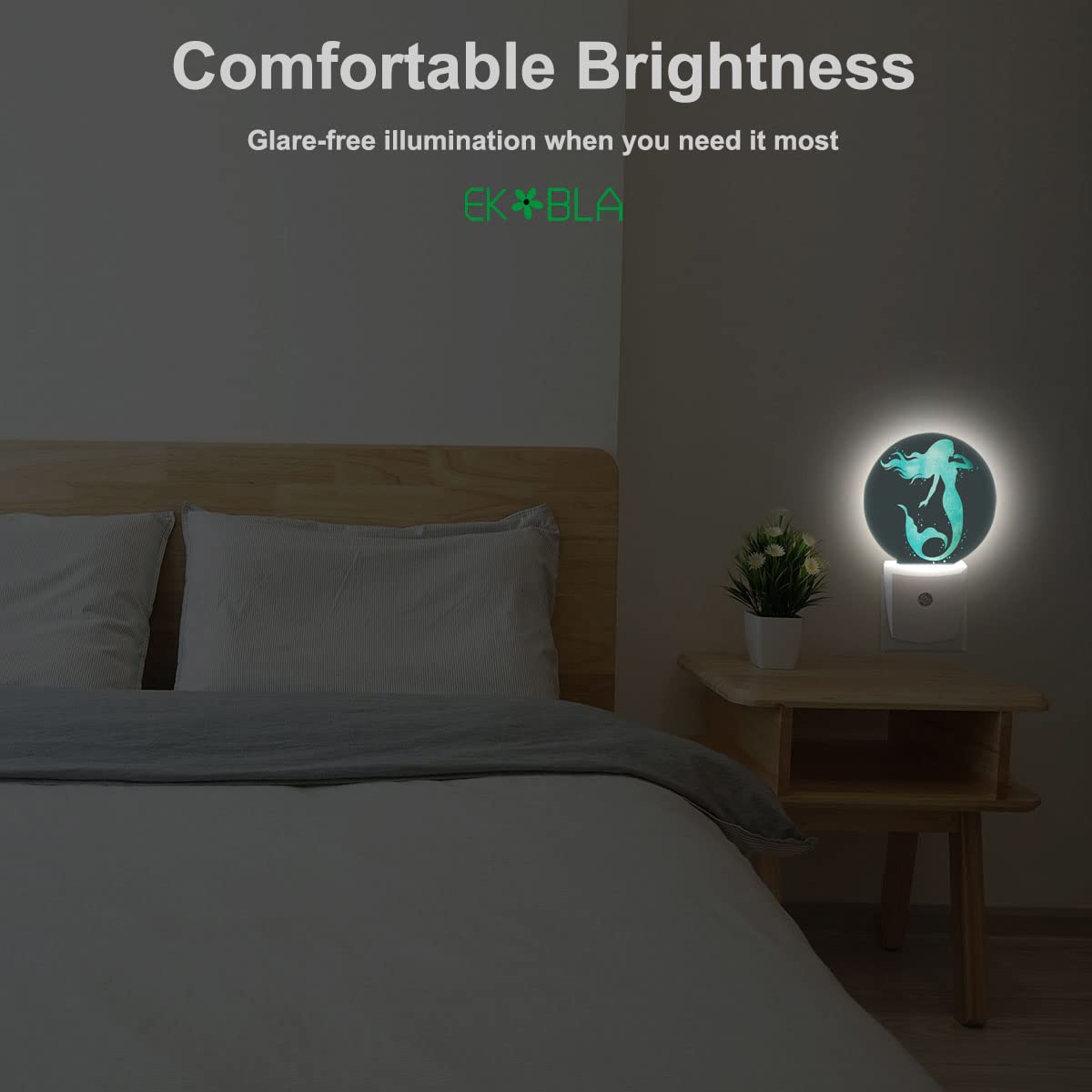 Ekobla Mermaid Led Night Light Green Fish Scales Night Lights Plug Into Wall Home Auto Sensor Led Dusk To Dawn Light For Teens G