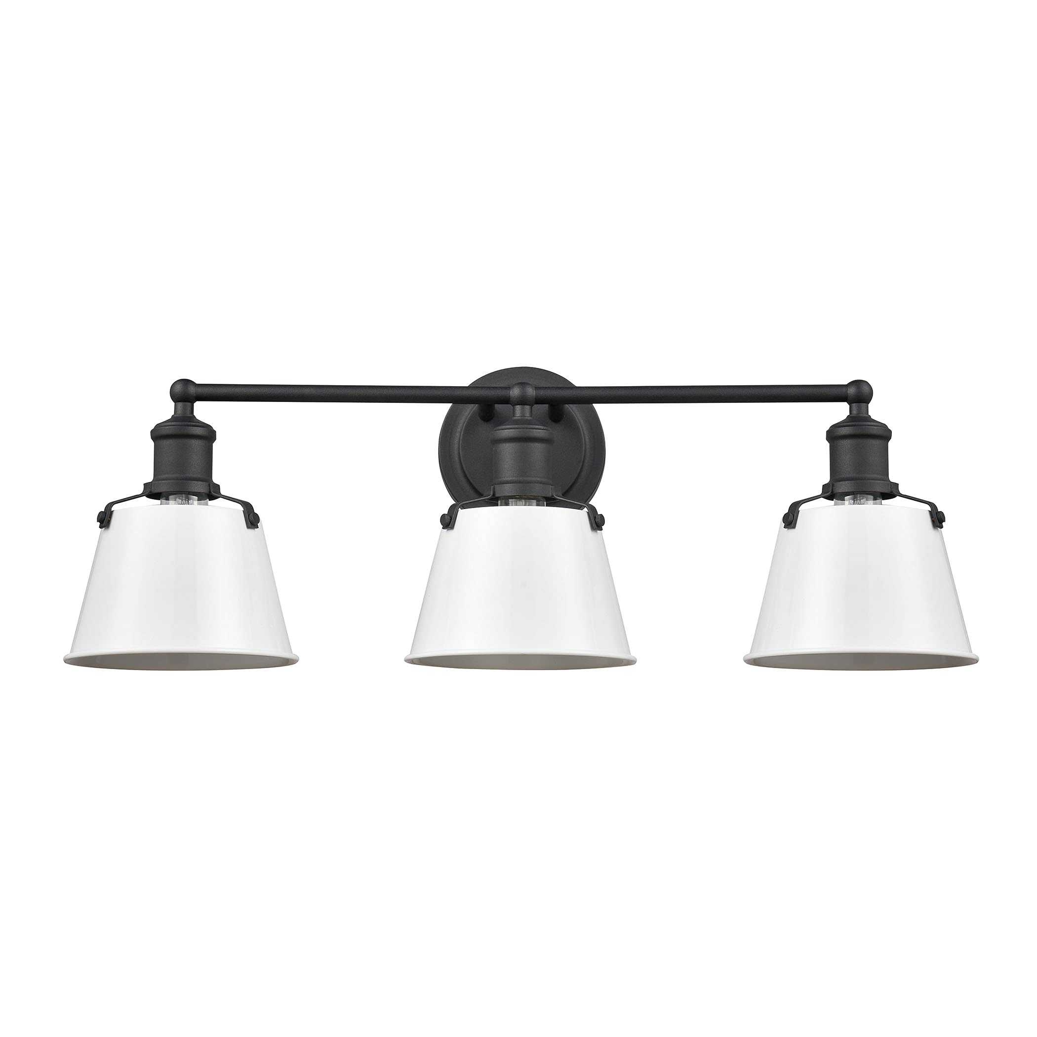 Elk Home 3-Light Vanity Light, Charcoal Finish & White Metal Shade, Traditional Style