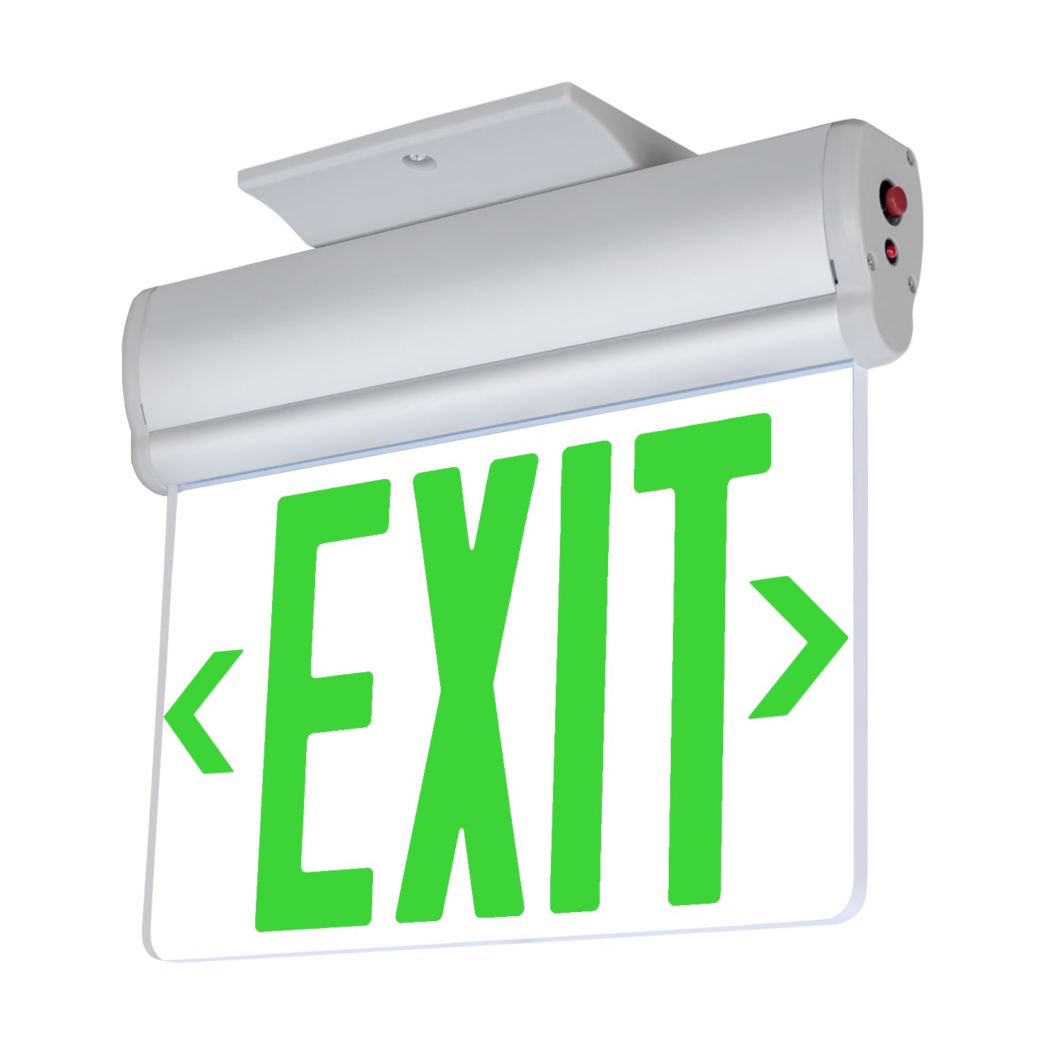 Lfi Lights Edge-Lit Green Exit Sign – Modern Brushed Aluminum Housing, Led Illumination, Hardwired With Battery Backup, Ul Listed, Single-Sided Clear Acrylic Panel For Sleek Commercial & Residential Safety Compliance