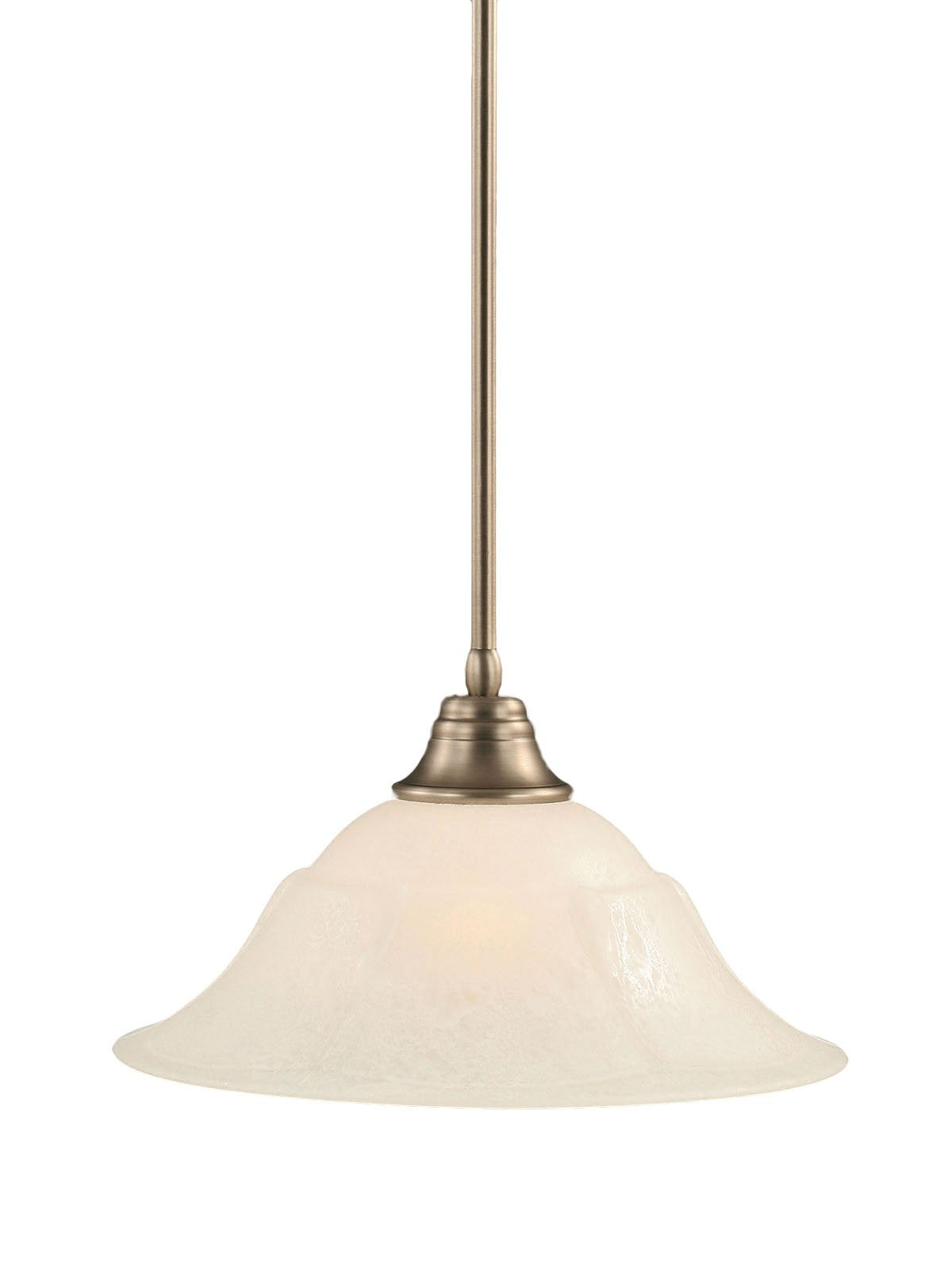 Toltech Lighting 26-Bn-53615 16-Inch Stem Pendant Light Brushed Nickel Finish With White Marble Glass Shade