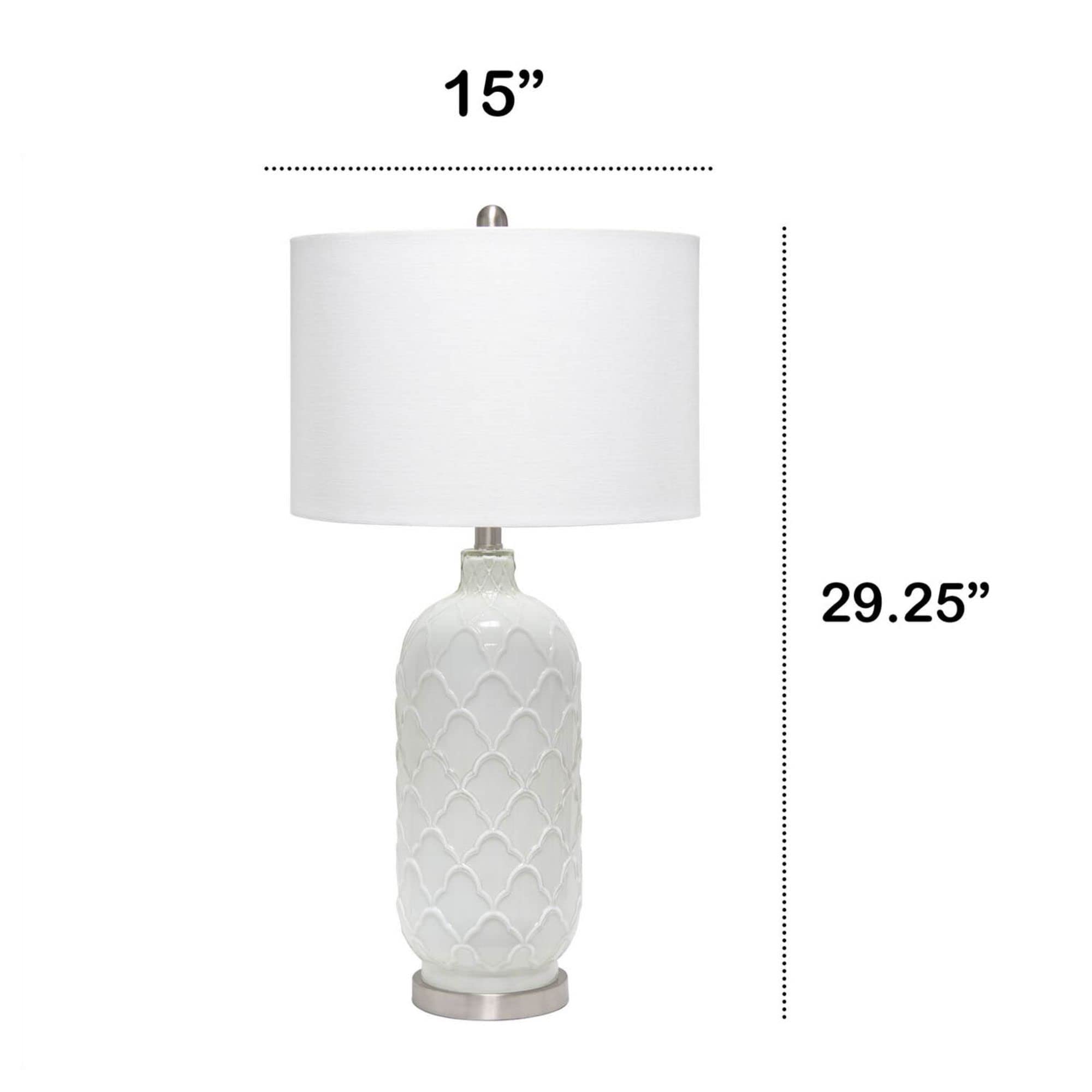 Lalia Home Contemporary Argyle Classic White Table Lamp with Fabric Shade