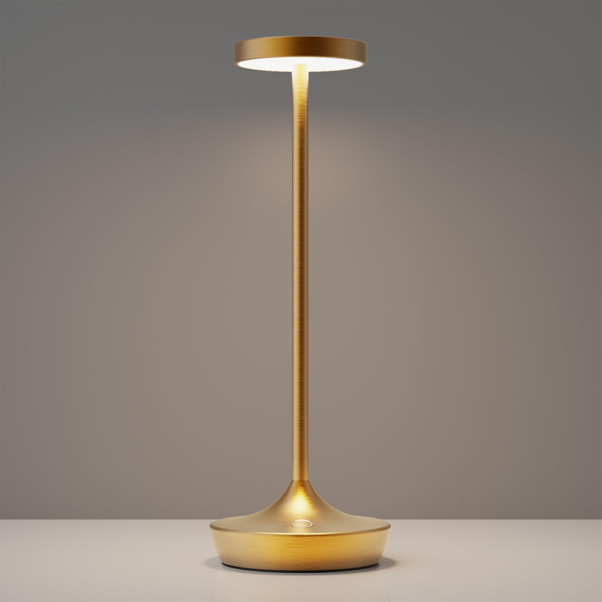YHT Cordless LED Table Lamp, 6000mAh Rechargeable, Waterproof, 3-Color Dimmable, Gold, Model X86