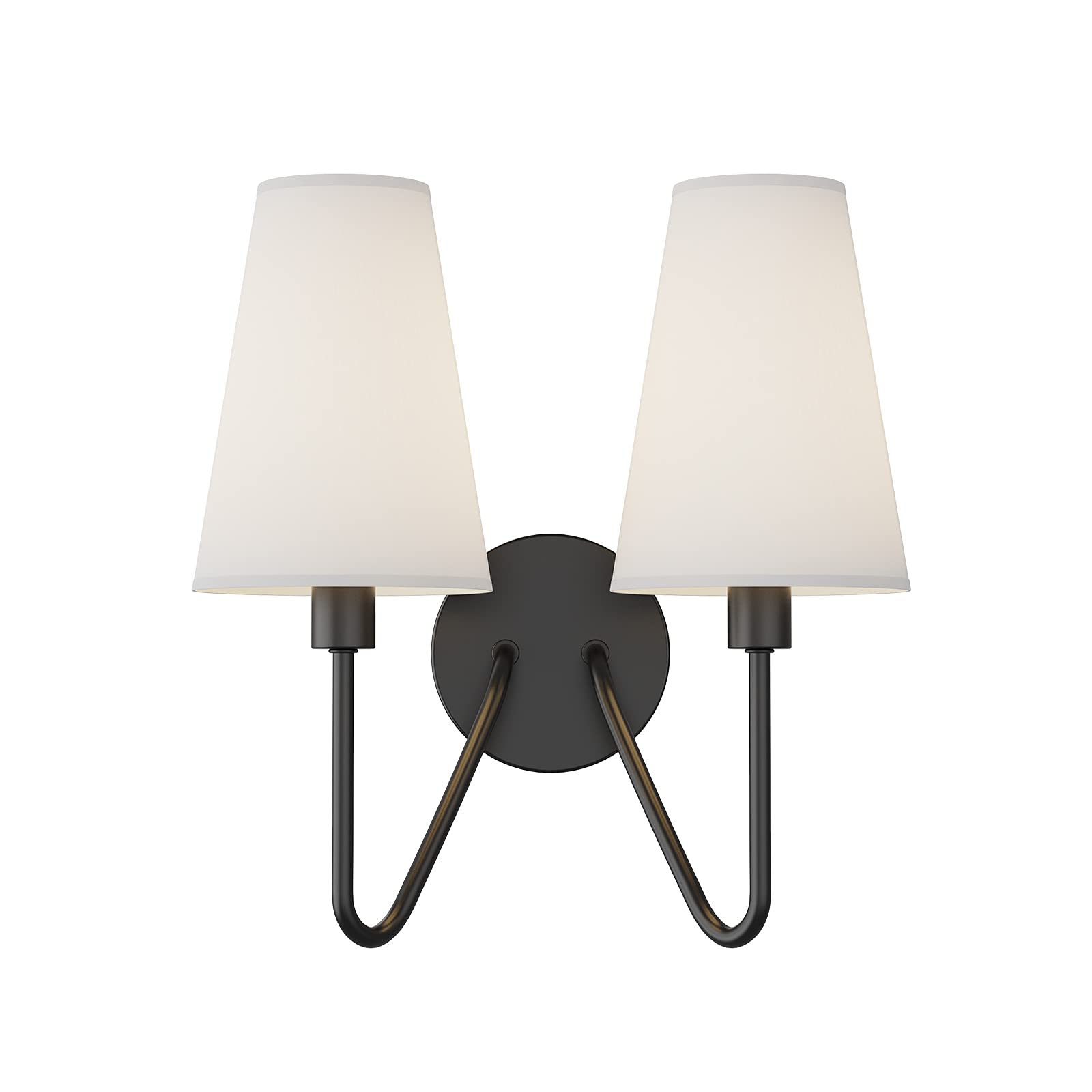 Electro Bp Double Head Classic Black Wall Sconce With Cream Linen Shades E12 80W