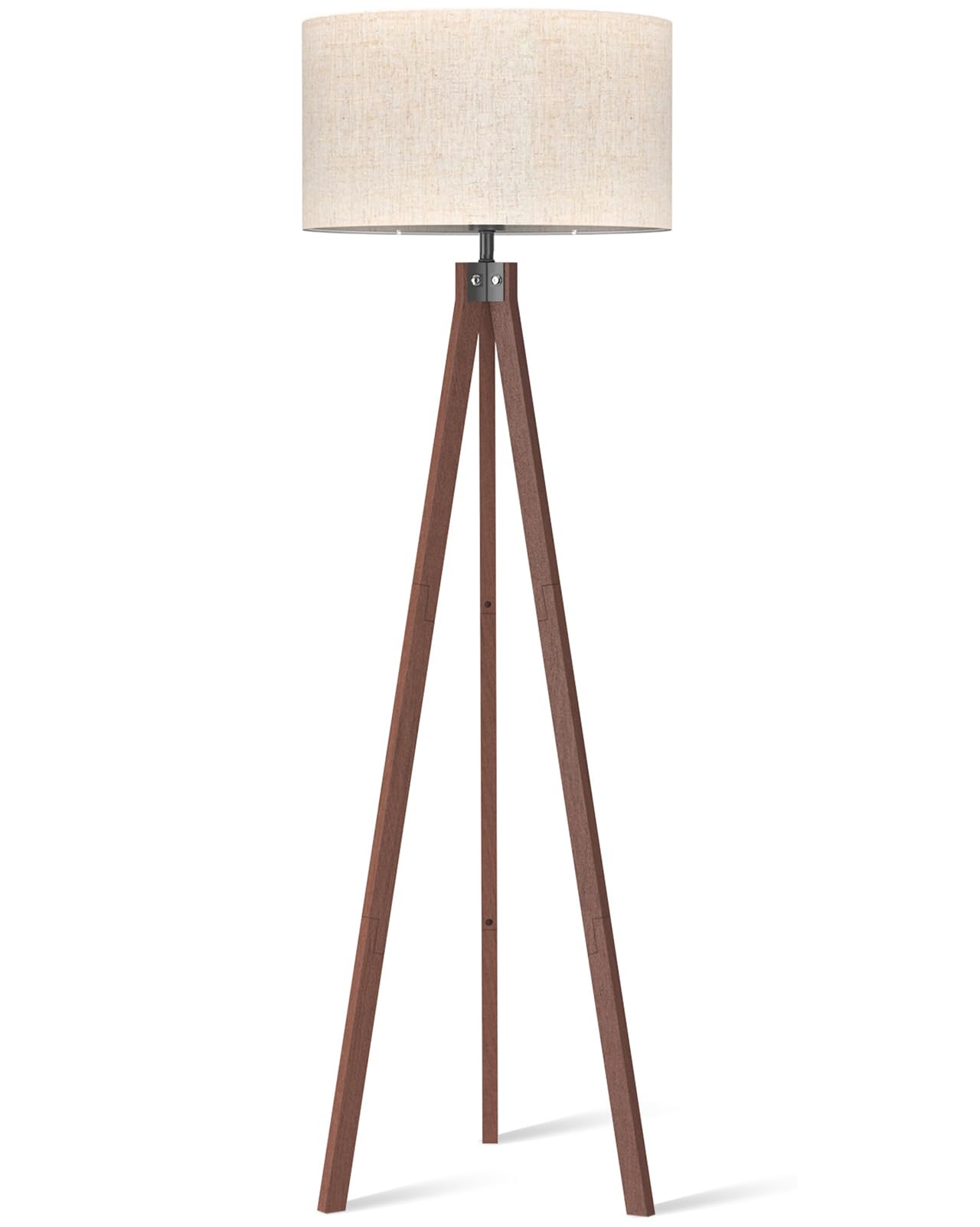 LEPOWER Wood Tripod Floor Lamp, Mid Century Modern Design, Dark Brown, E26 Base, Ideal for Living Room and Office