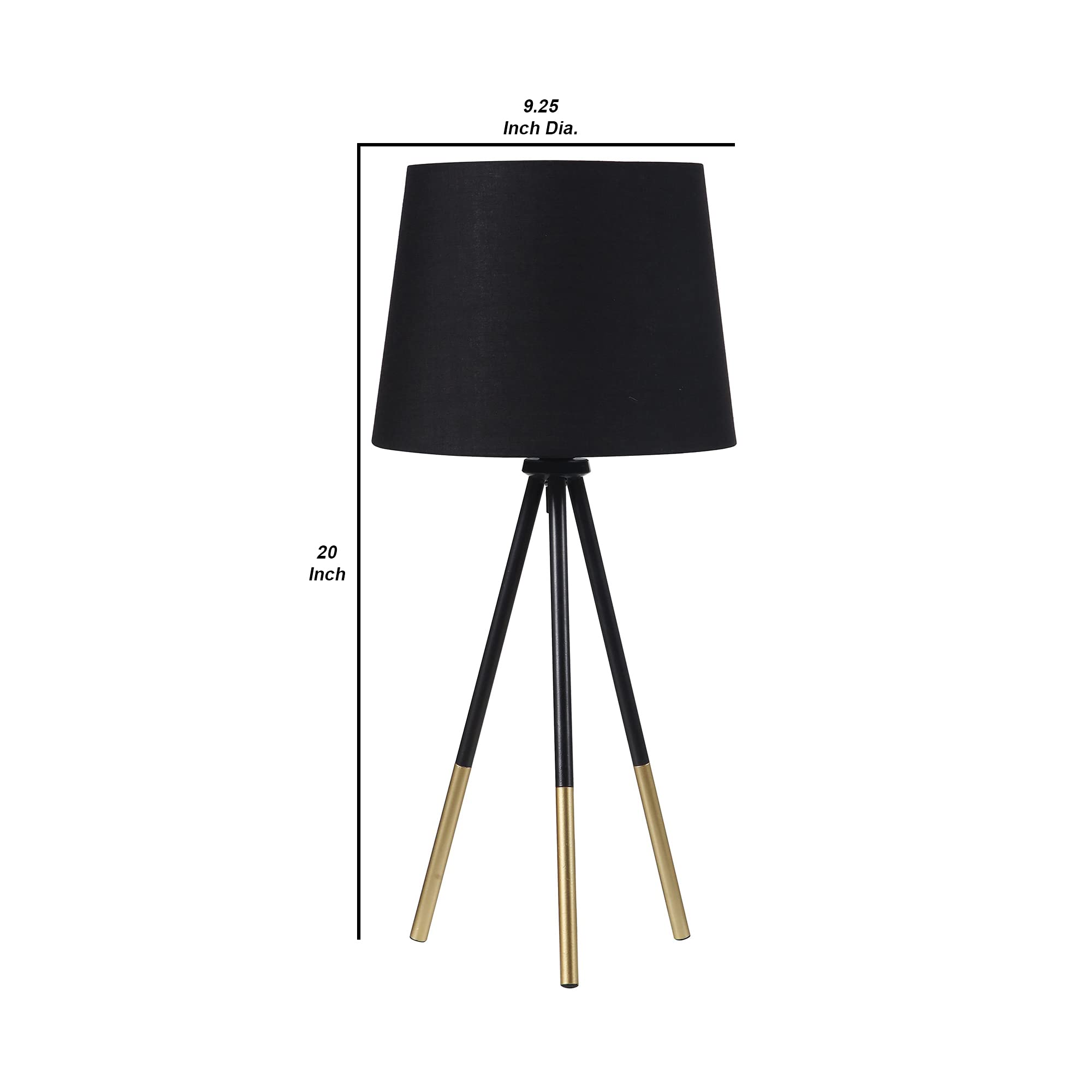 Benzara Bm240326 65.25 In. Table Lamp With Tripod Metal Base, Black & Gold